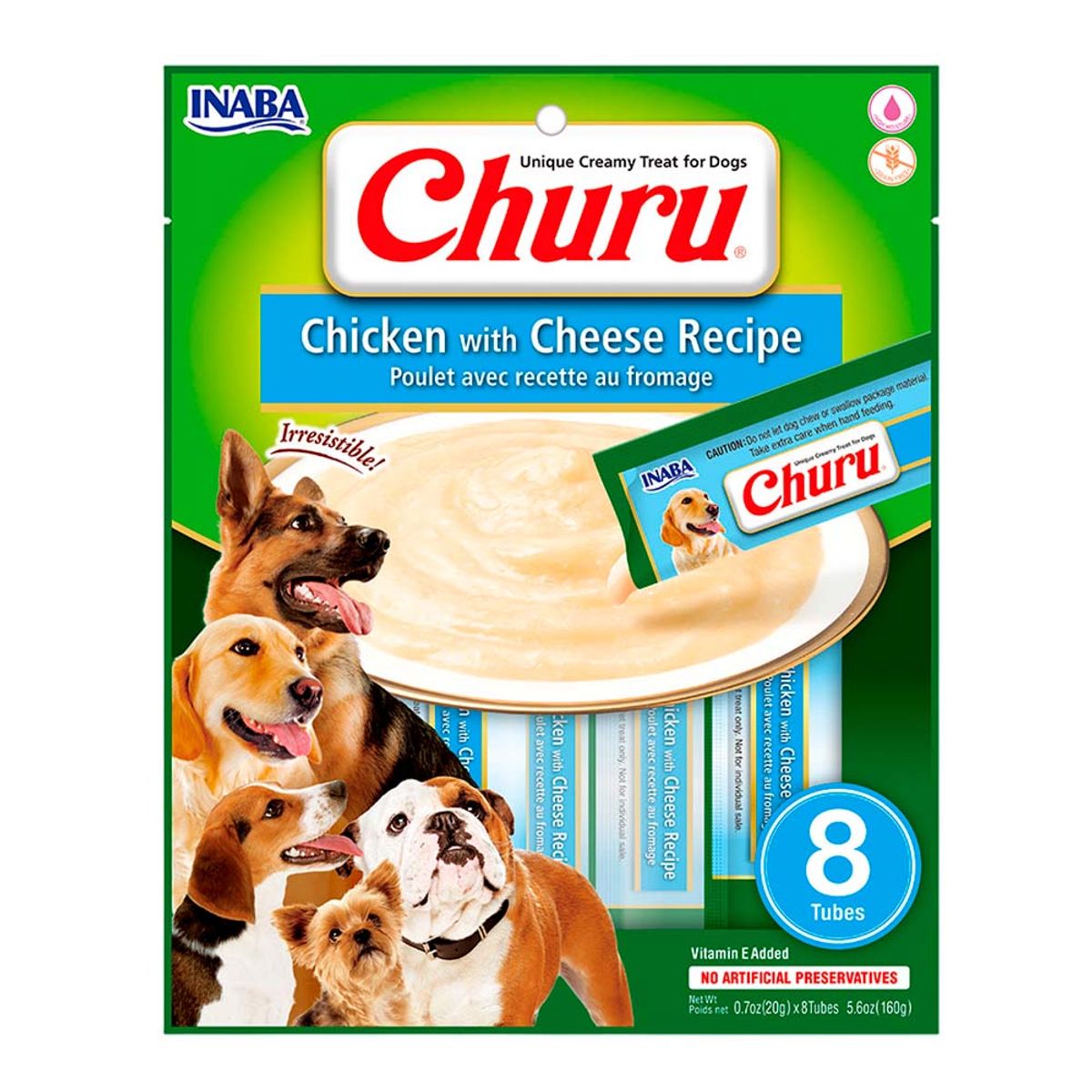 CHURU - Snack Cremoso Perro Churu Pollo y Queso 6 sobres x 8 tubos