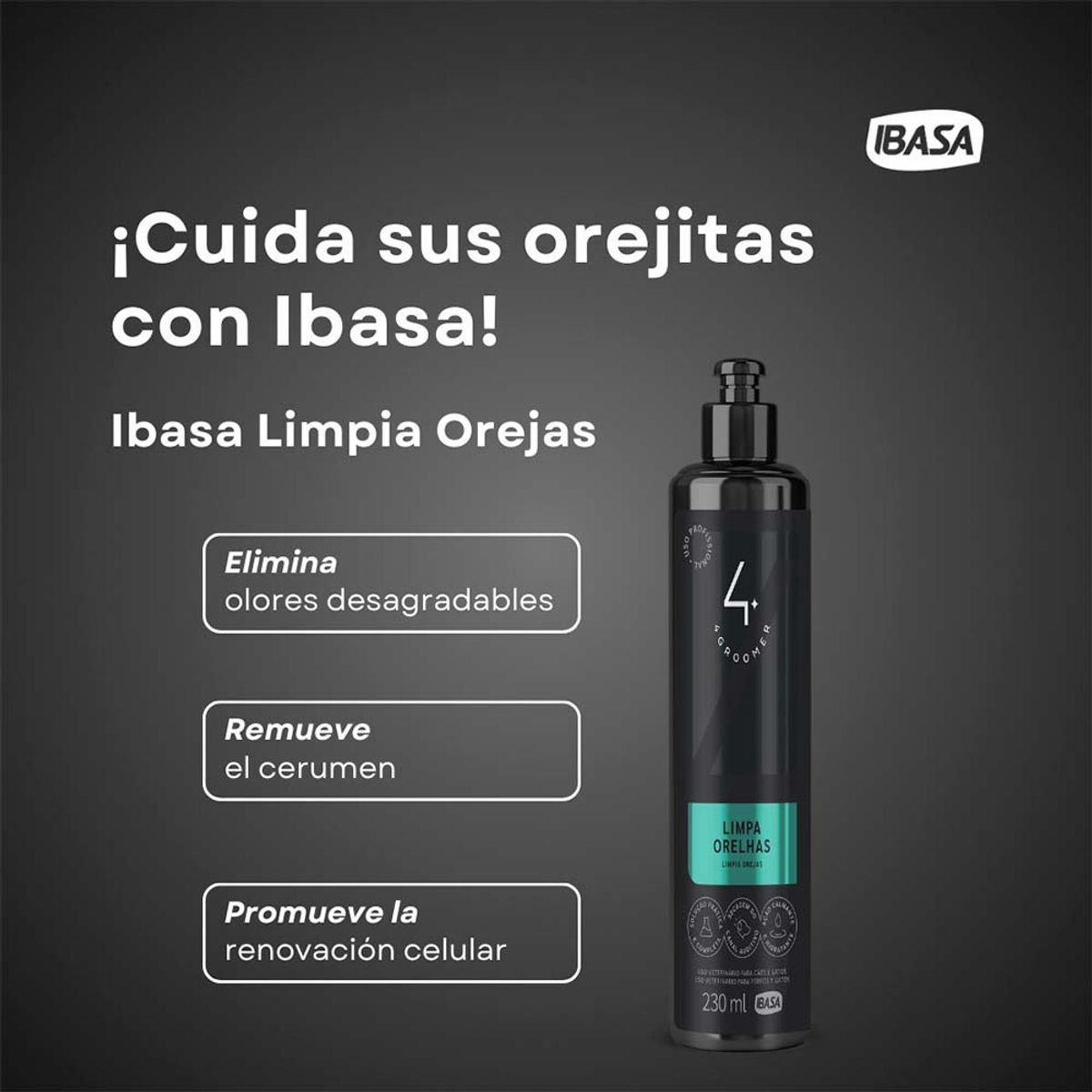 GENERICO - Limpia Orejas para Perros y Gatos Ibasa 230ml