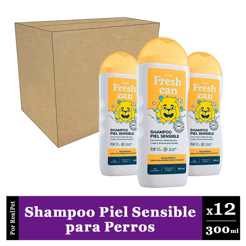 GENERICO - Pack x12 Shampoo para Perros Fresh Can Piel Sensible 300 ml