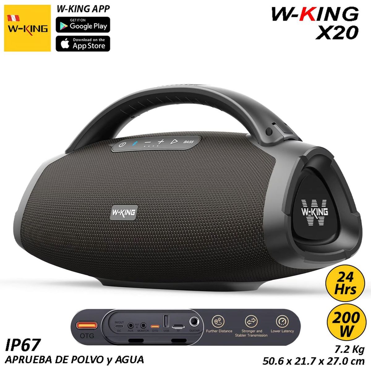 W KING - W-King X20 200W RMS Parlante Bluetooth 5.3 Portátil IP67 24 Horas