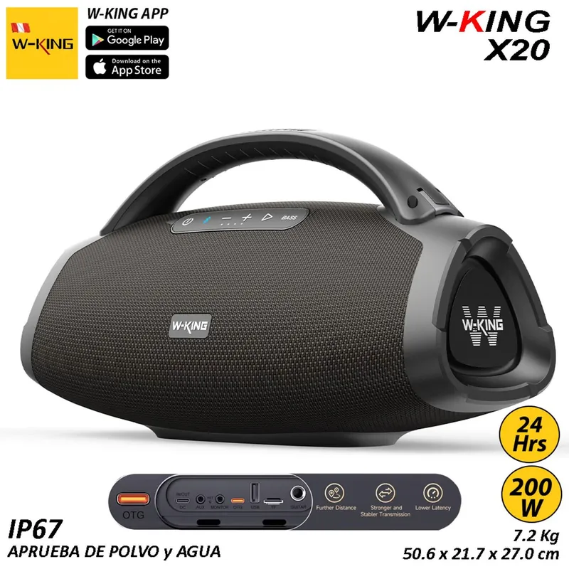 W KING - W-King X20 200W RMS Parlante Bluetooth 5.3 Portátil IP67 24 Horas