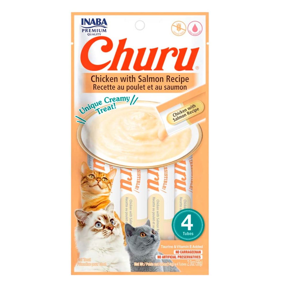 CHURU - Snack Cremoso Gato Churu Pollo y Salmón 6 sobres x 4 tubos