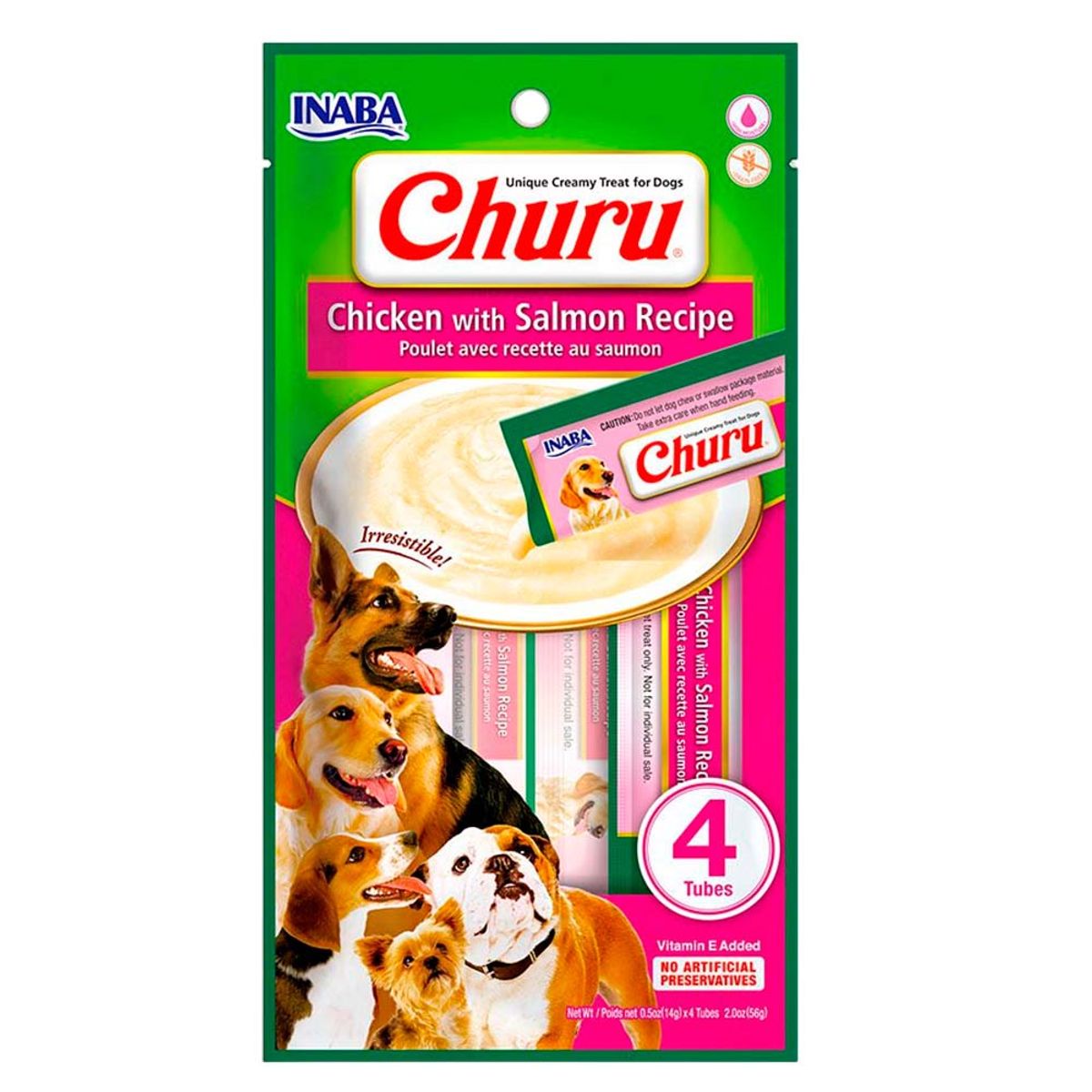 CHURU - Snack Cremoso Perro Churu Pollo y Salmón 6 sobres x 4 tubos