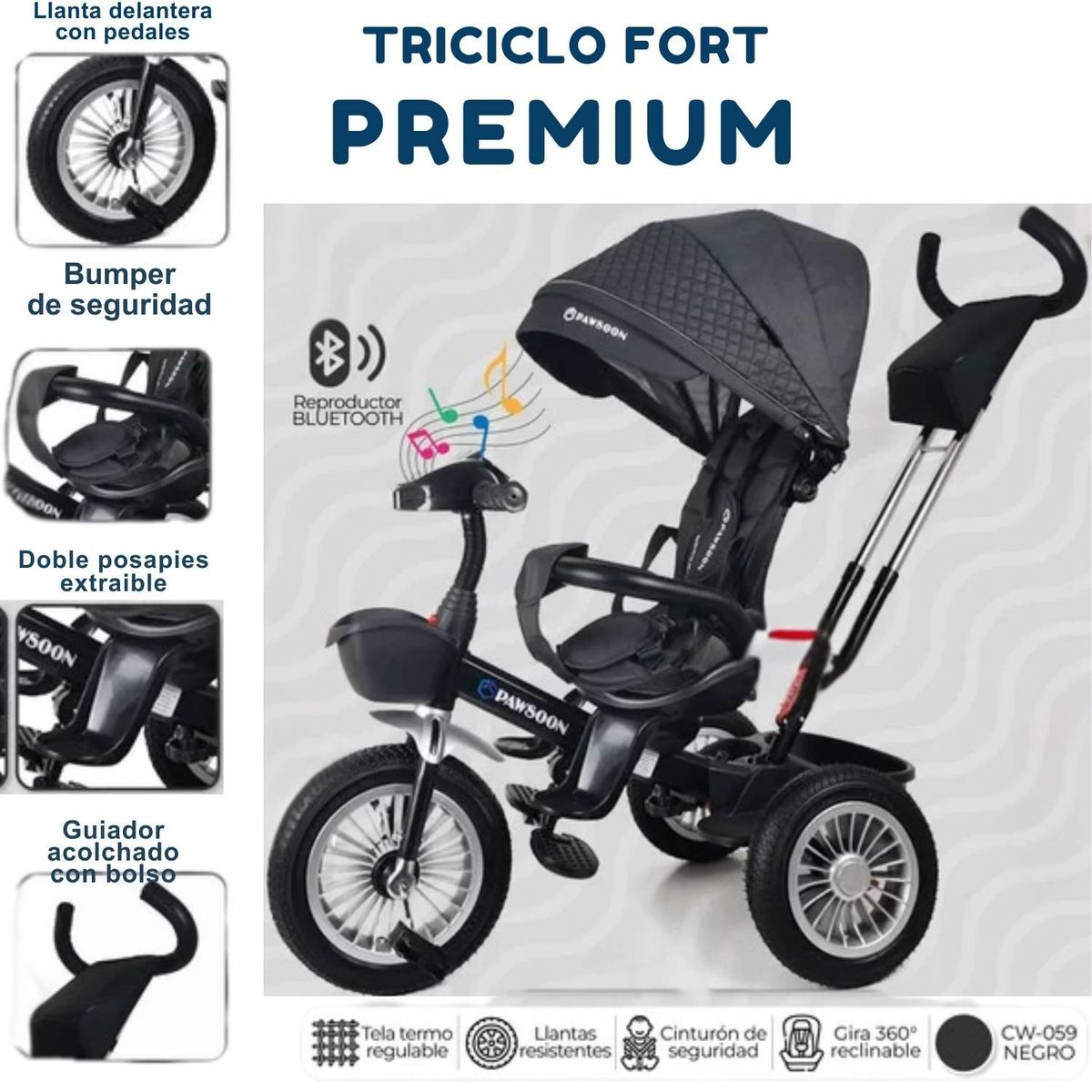 GENERICO - Triciclo Fort Premium Negro