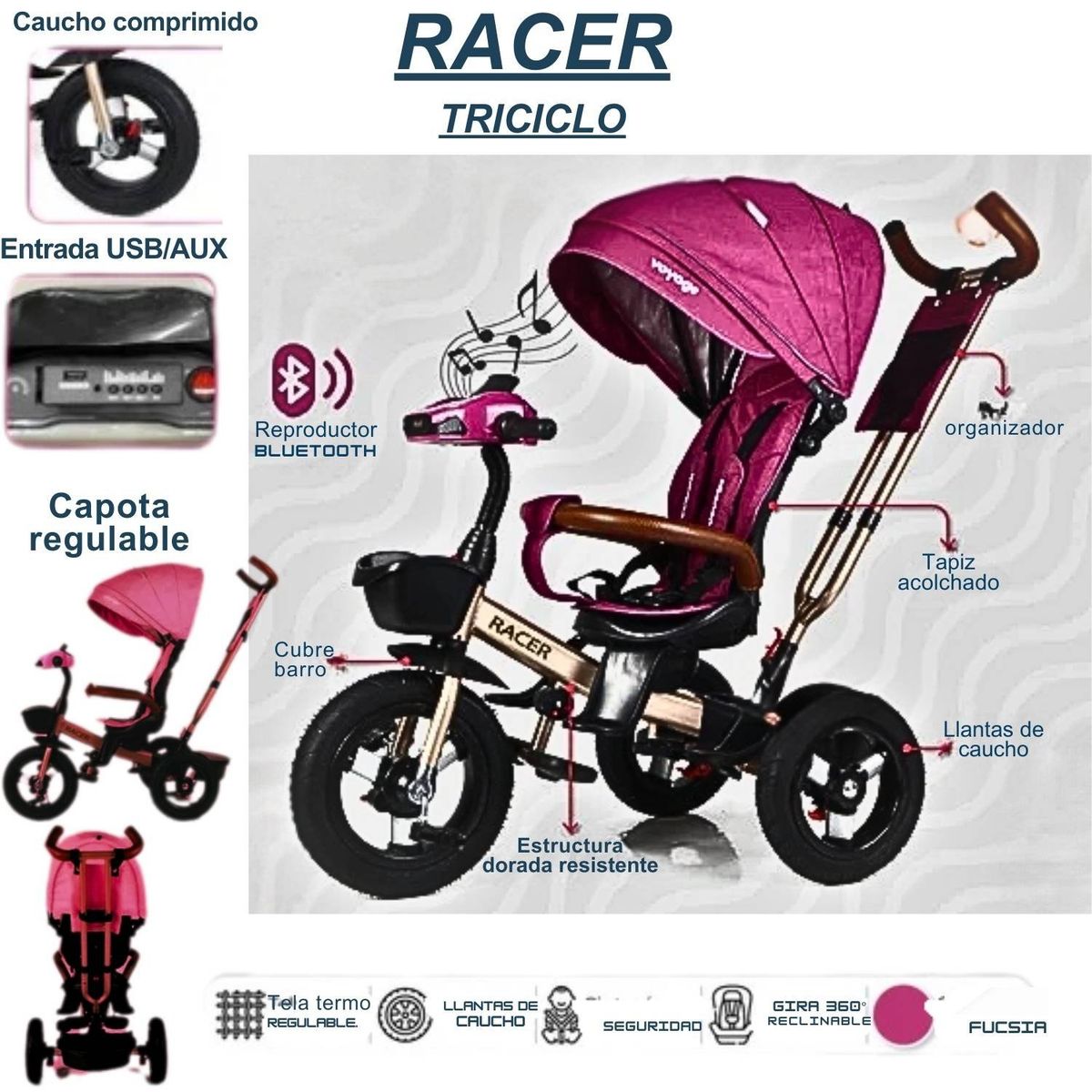 GENERICO - Triciclo Racer Fucsia