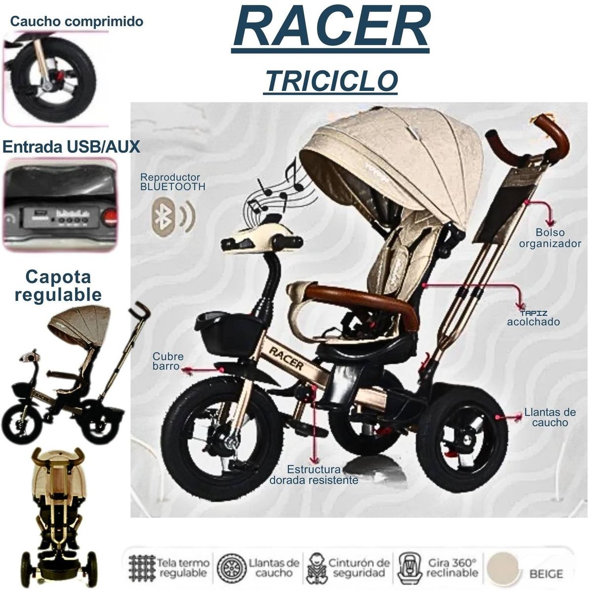 GENERICO - Triciclo Racer Beige