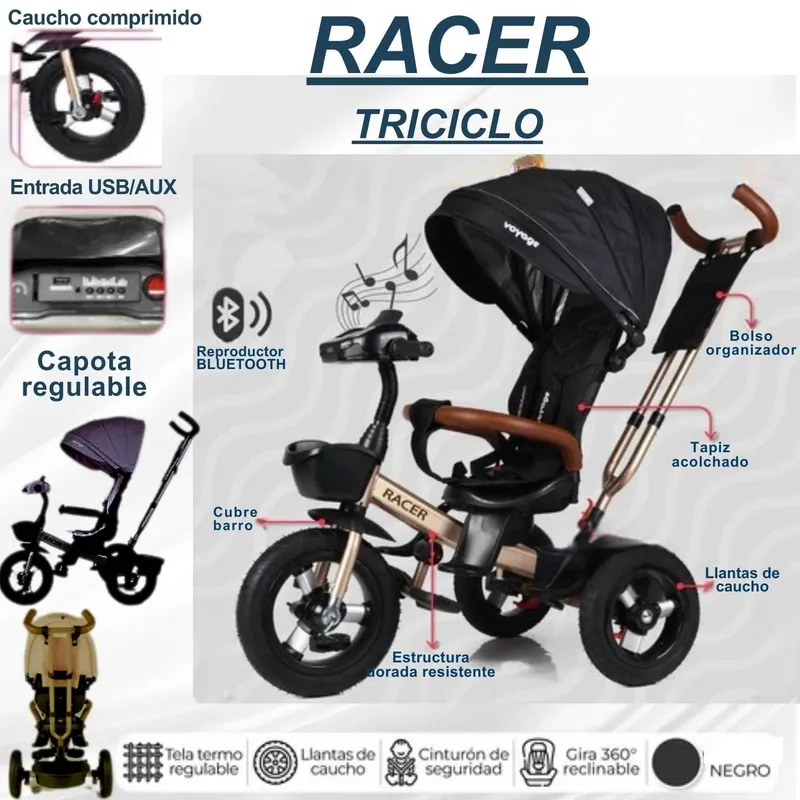 GENERICO - Triciclo Racer Negro