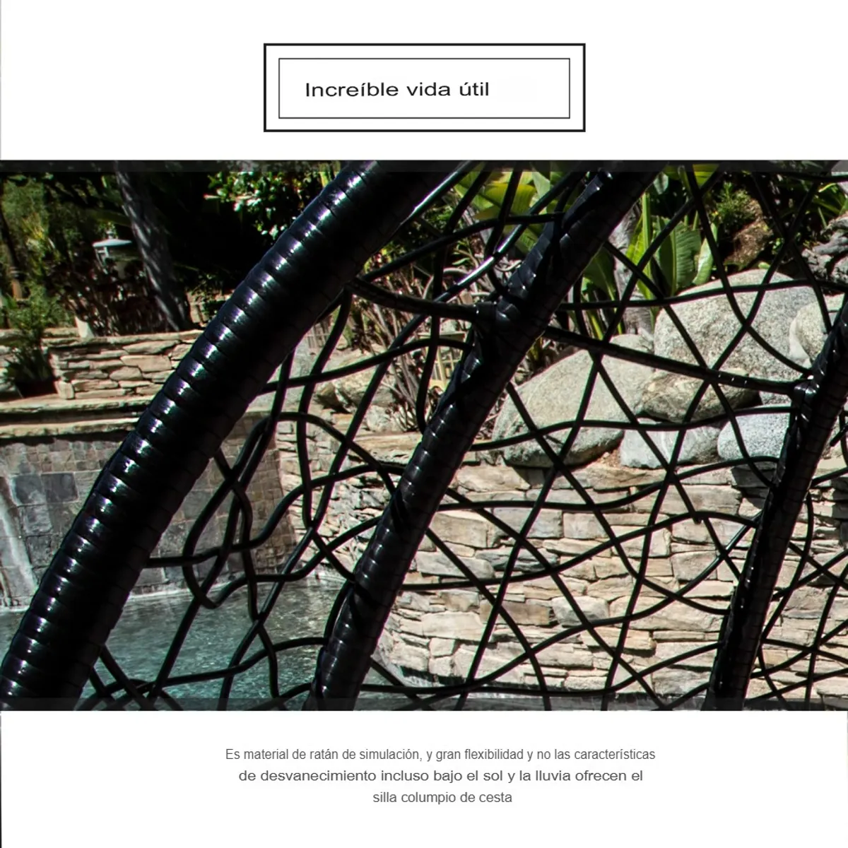 GENERICO - SILLÓN HAMACA SILLA COLGANTE DE RATÁN COLUMPIO TERRAZA JARDÍN INTERIOR EXTERIOR NEGRO