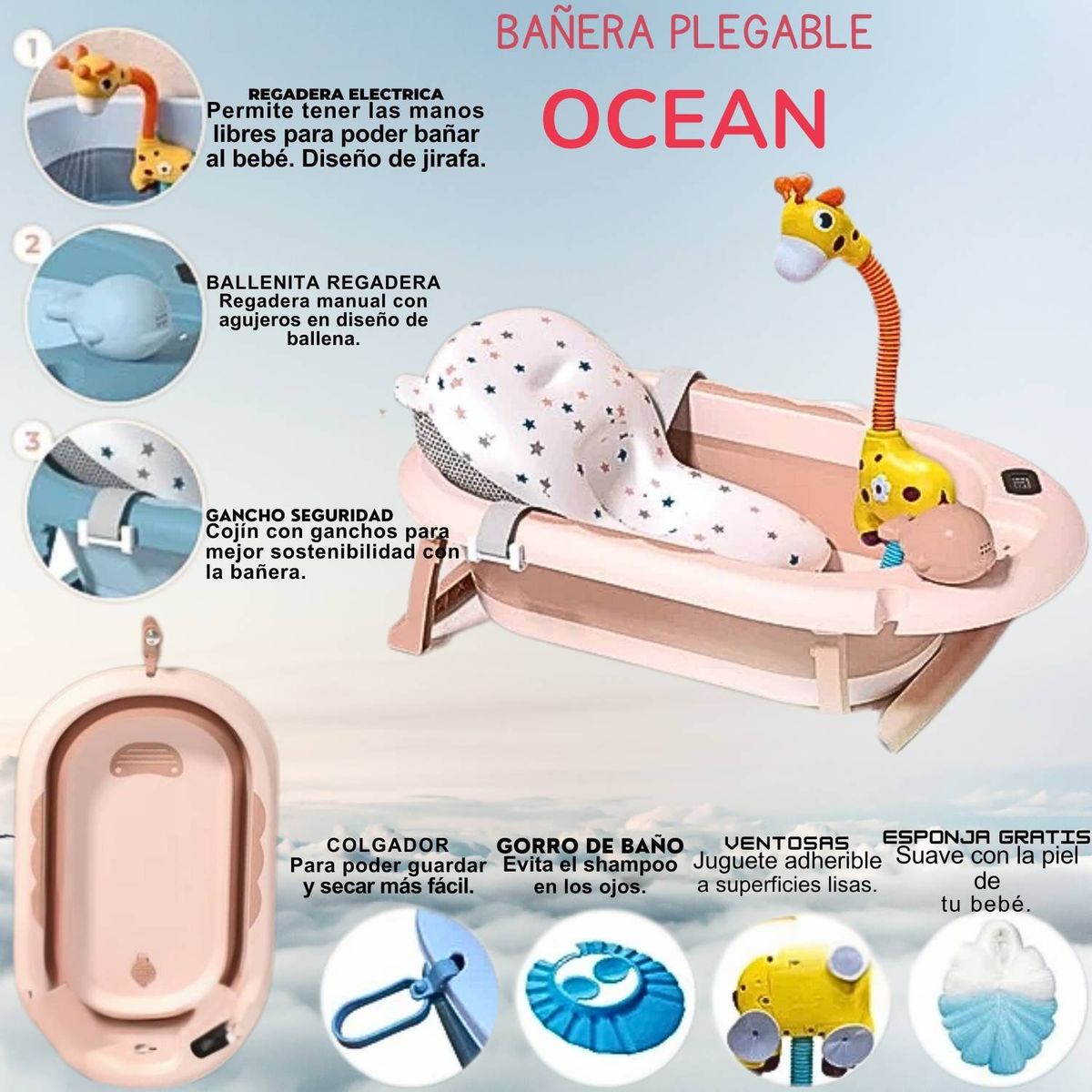 GENERICO - Bañera Plegable Ocean Antialergico Beige
