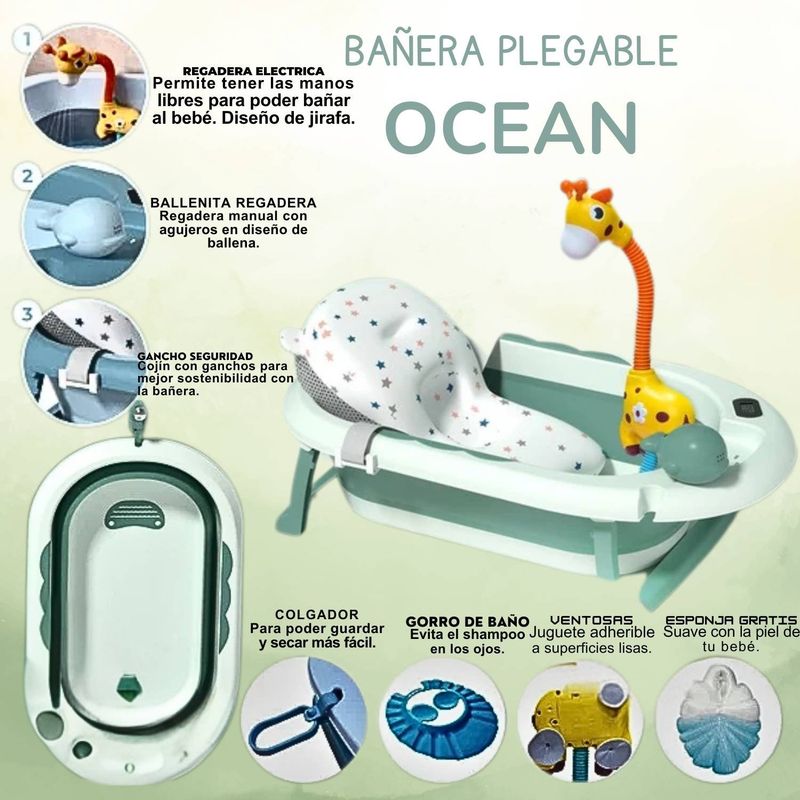 GENERICO - Bañera Plegable Ocean Antialergico Verde