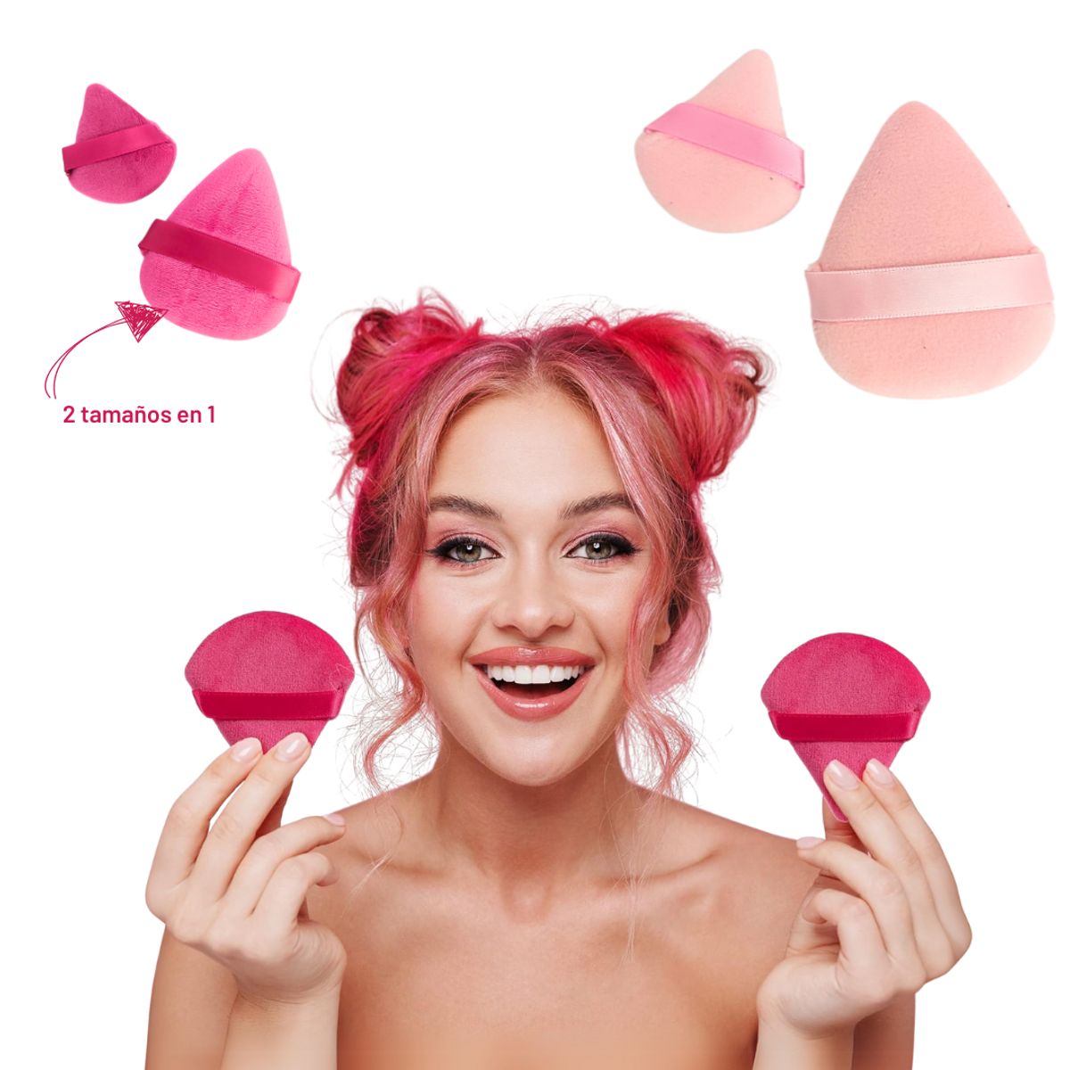 GENERICO - Borla Triangular de Maquillaje 2 und - 2 tamaños