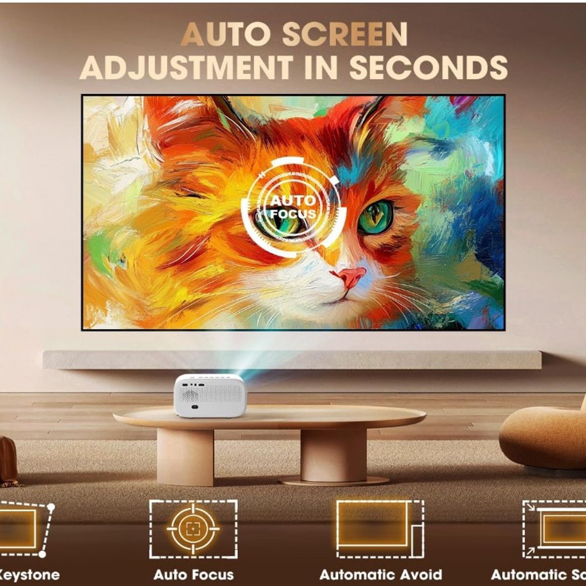GENERICO - Proyector VIZONY Native 1080PWiFi Bluetooth bidireccionaL 4K-Blanco