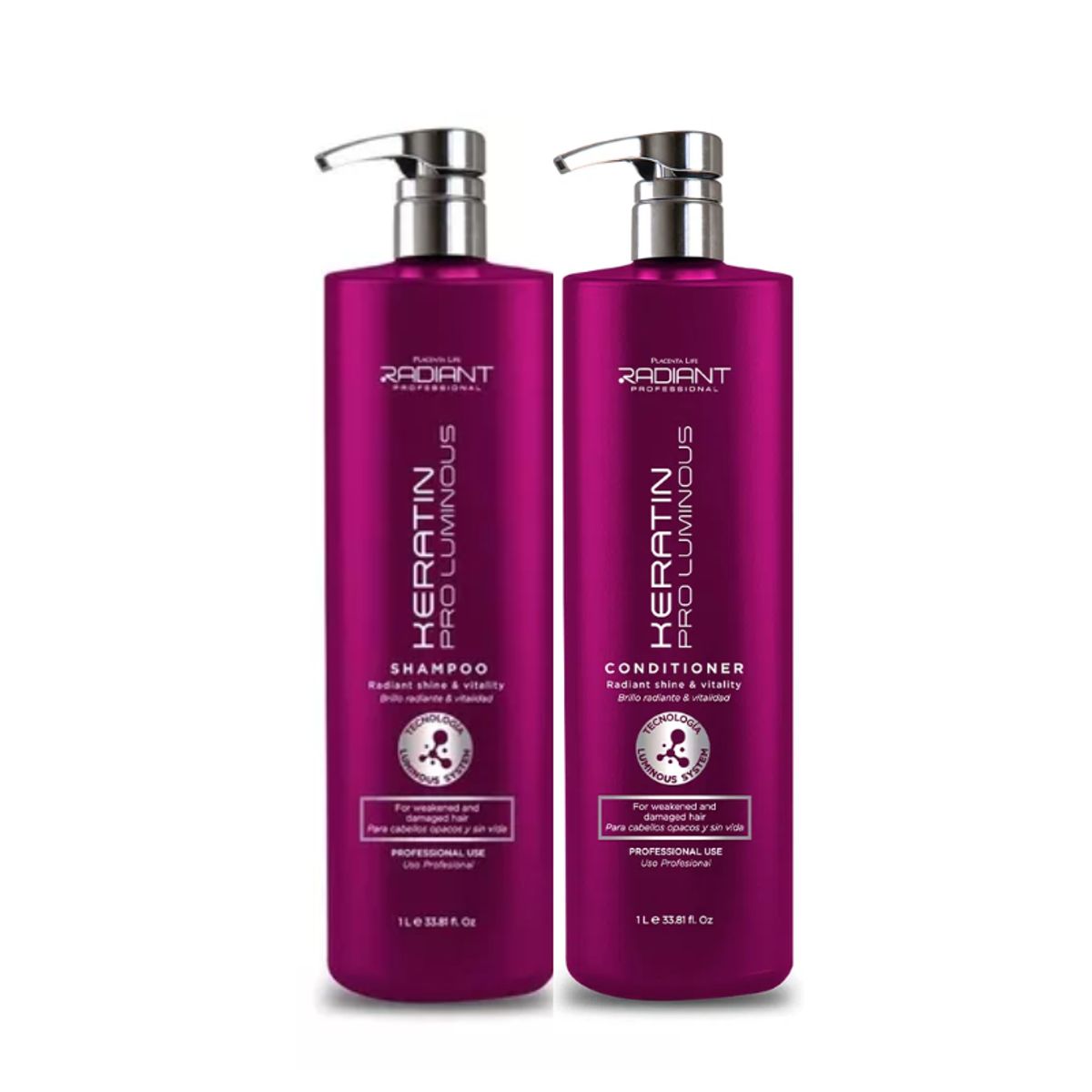 RADIANT - Radiant - Pack Keratin Pro Luminous Shampoo 1L + Acondicionador 1L