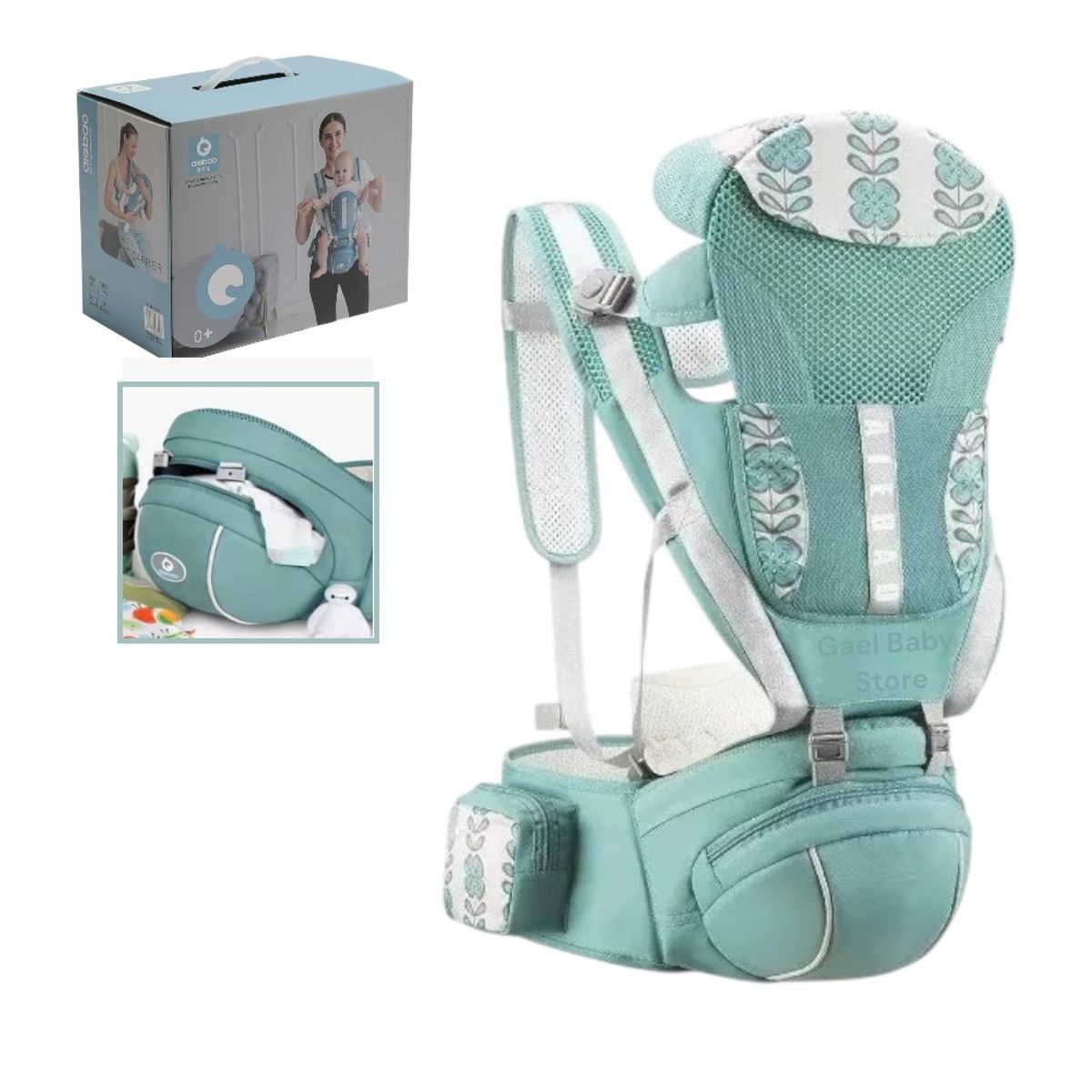 GENERICO - CANGURO ERGONÓMICO PREMIUN CON 3 MODOS DE USO COLOR JADE