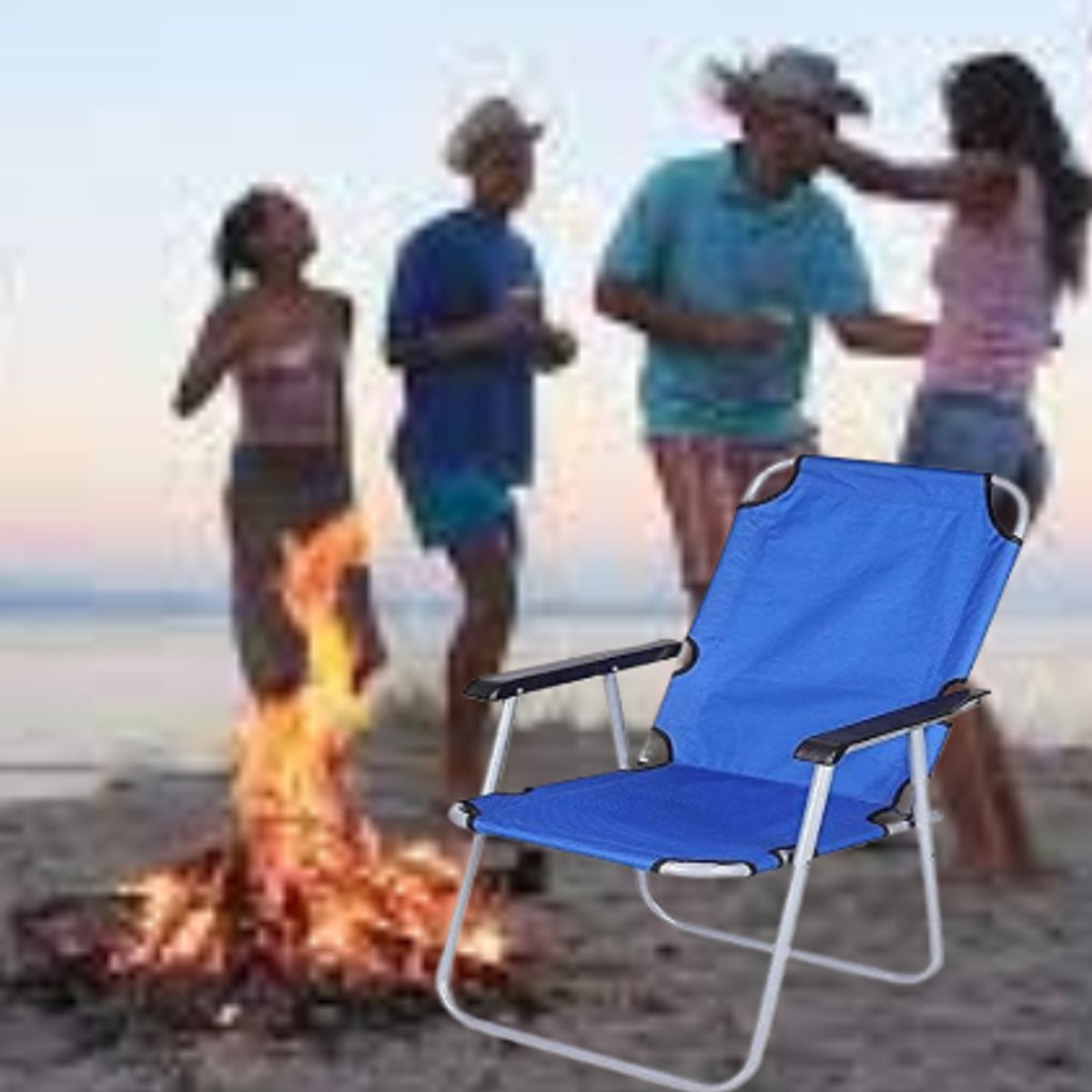 GENERICO - SILLA PLEGABLE PORTÁTIL DE TERRAZA PLAYA CAMPING JARDIN AZUL