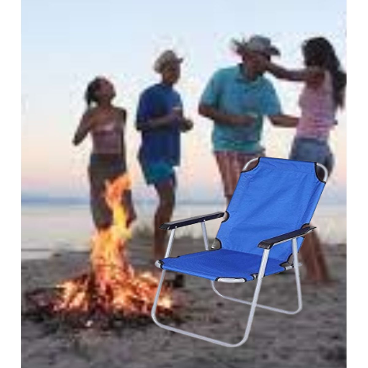 GENERICO - SILLA PLEGABLE PORTÁTIL DE TERRAZA PLAYA CAMPING JARDIN AZUL