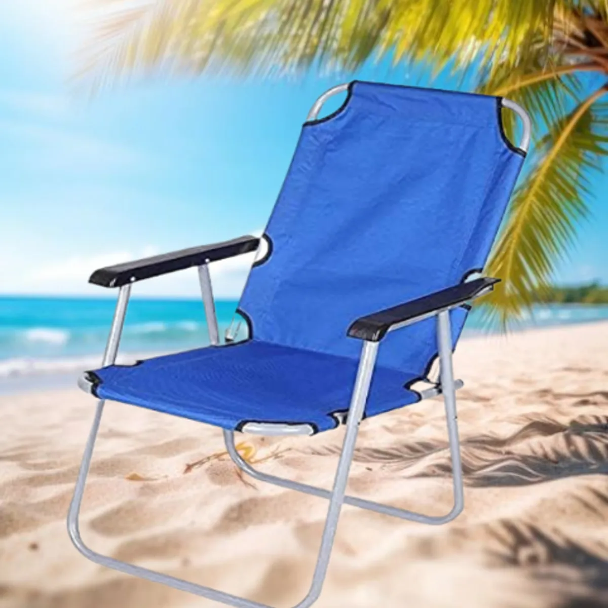 GENERICO - SILLA PLEGABLE PORTÁTIL DE TERRAZA PLAYA CAMPING JARDIN AZUL