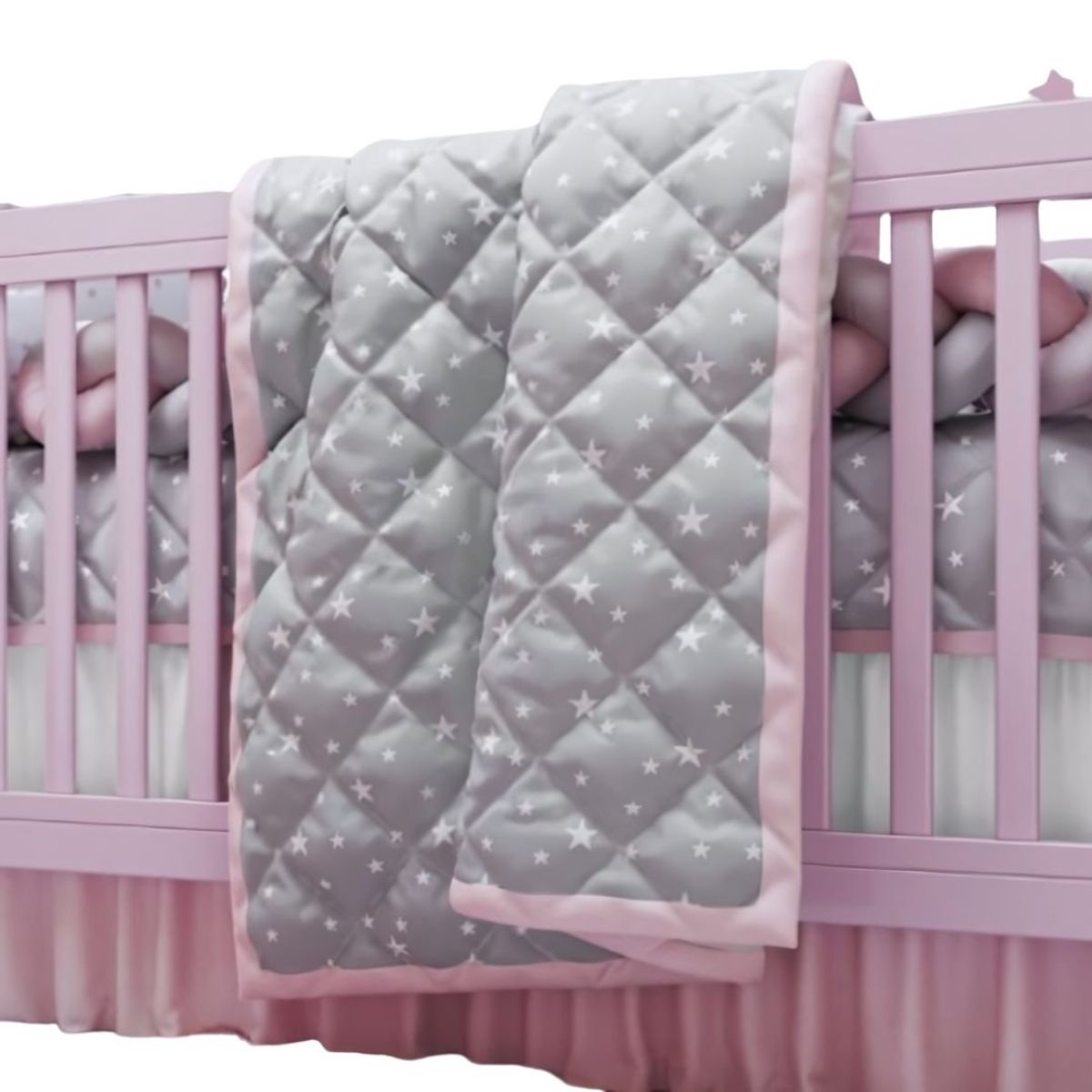 GENERICO - Edredón para Cuna estándar Diseño Estrellitas - Rosado