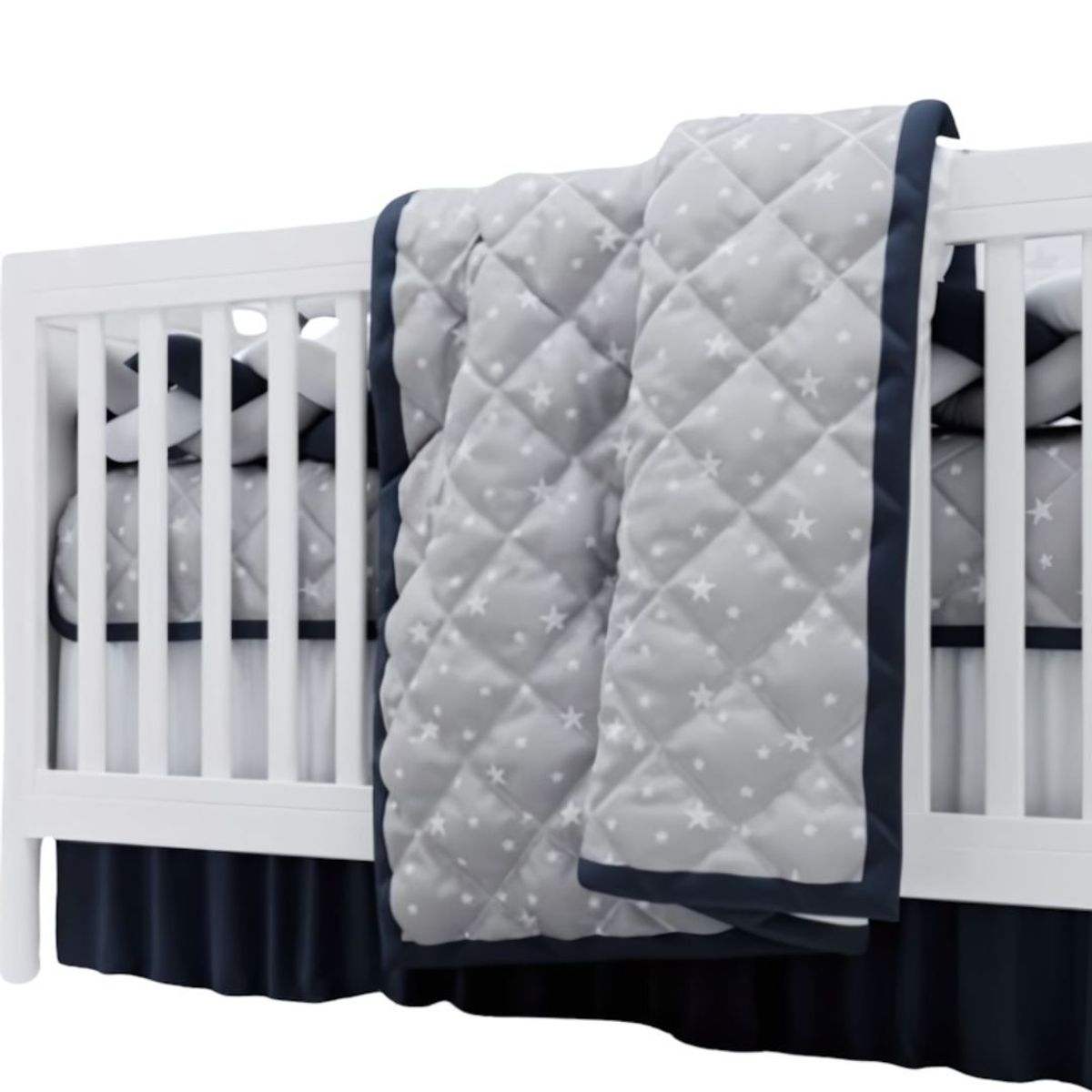 GENERICO - Edredón para Cuna estándar Diseño Estrellitas - Borde Azul