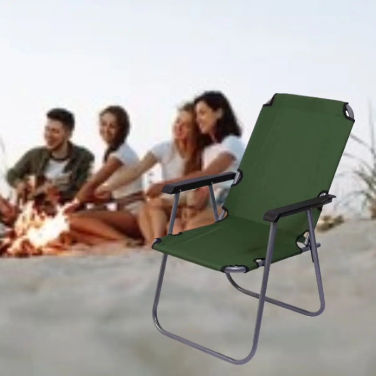 GENERICO - SILLA PLEGABLE PORTÁTIL DE TERRAZA PLAYA CAMPING JARDIN VERDE