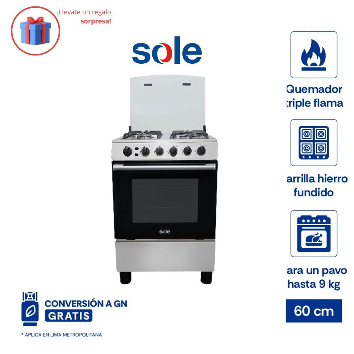 SOLE - Cocina de Pie Punta Sal Sole GLP 60cm