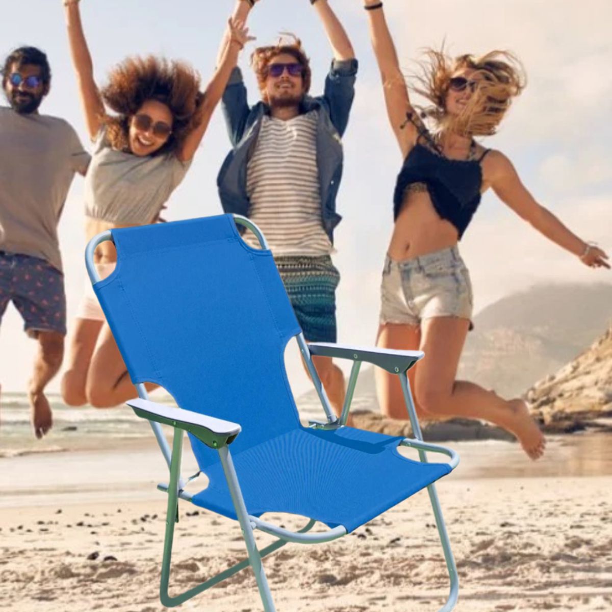 GENERICO - SILLA PLEGABLE PORTÁTIL DE TERRAZA PLAYA CAMPING PISCINA LIGERA