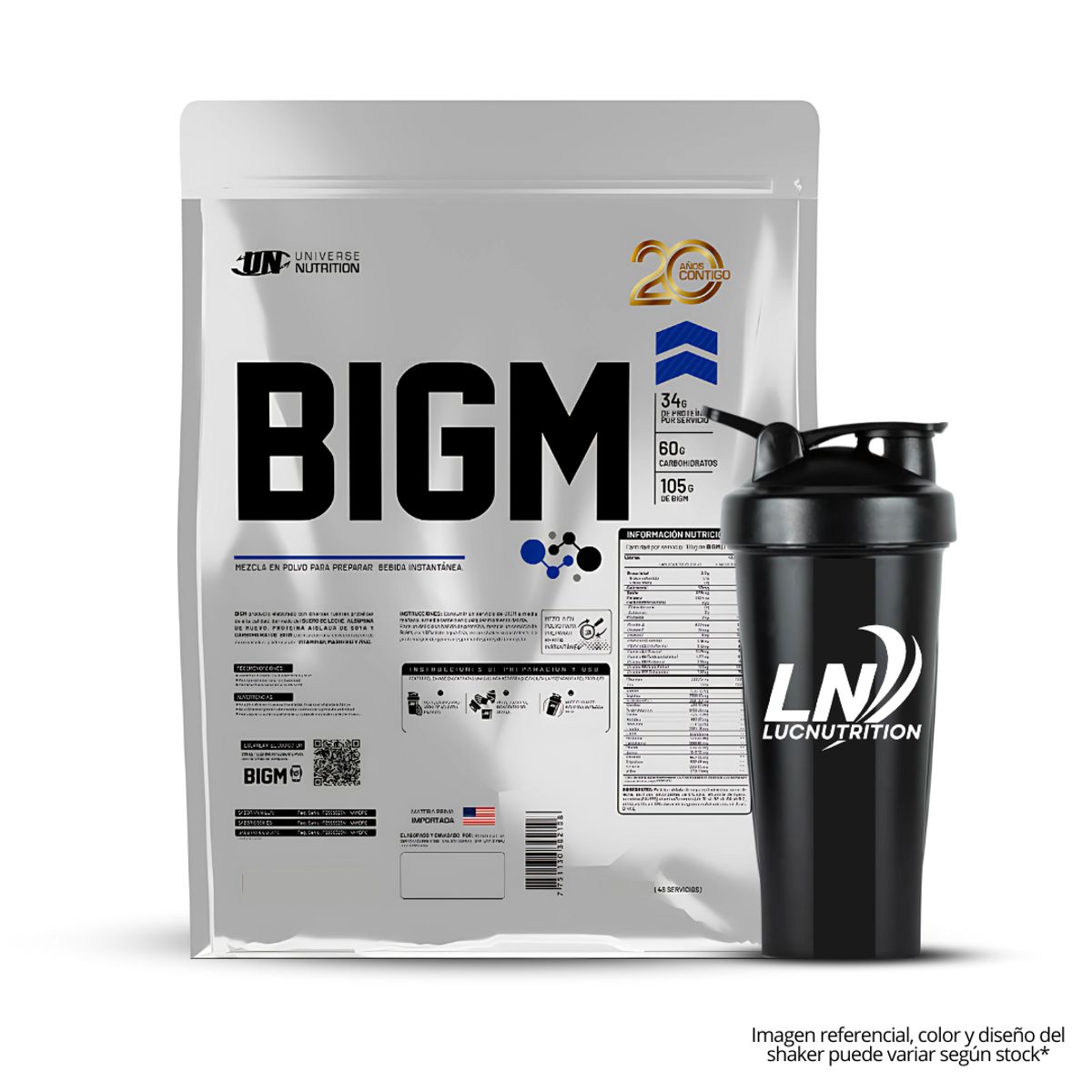 UNIVERSE NUTRITION - BIGM 3 KG Ganador de Peso - chocolate + Shaker