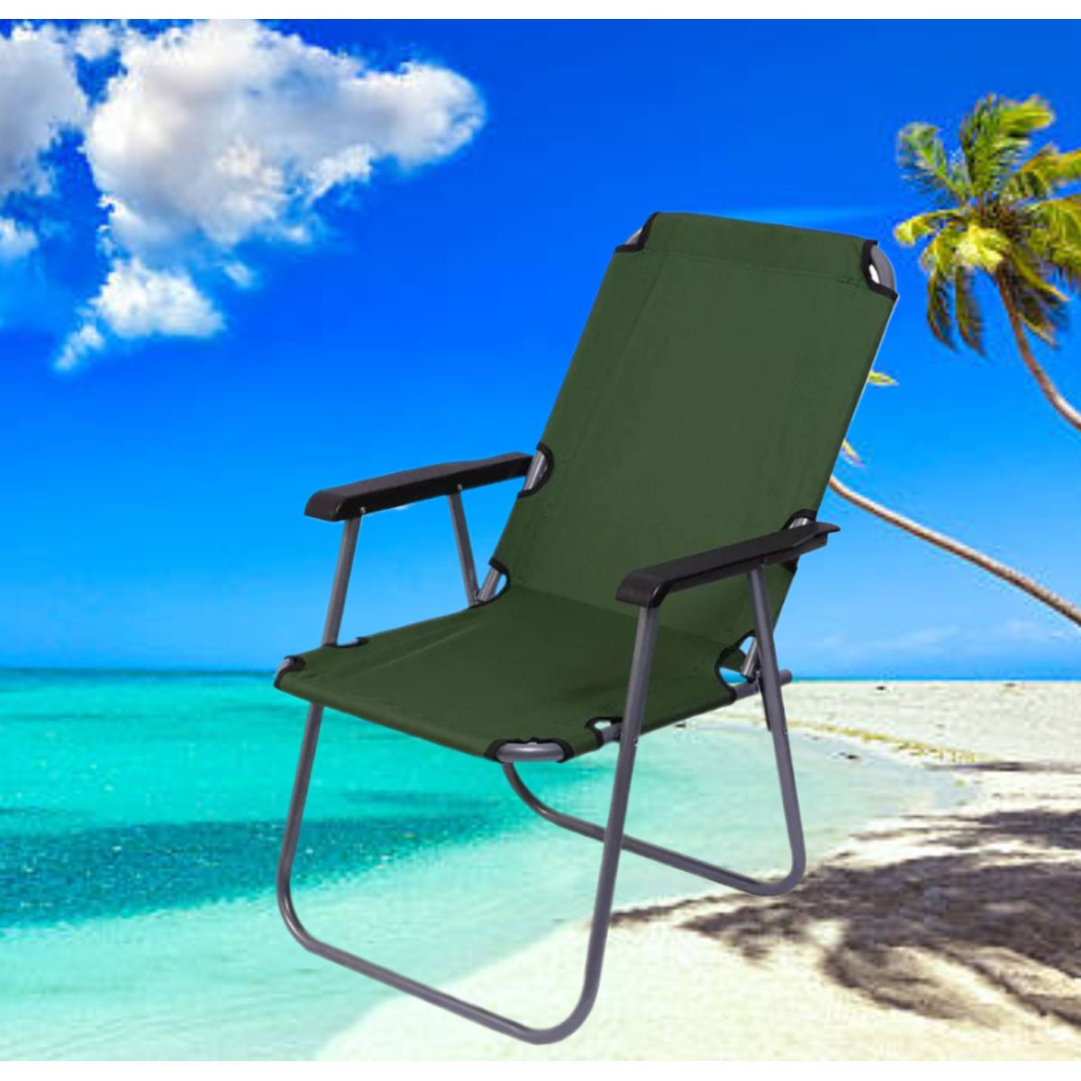 GENERICO - SILLA PLEGABLE PORTÁTIL DE TERRAZA PLAYA CAMPING JARDIN VERDE