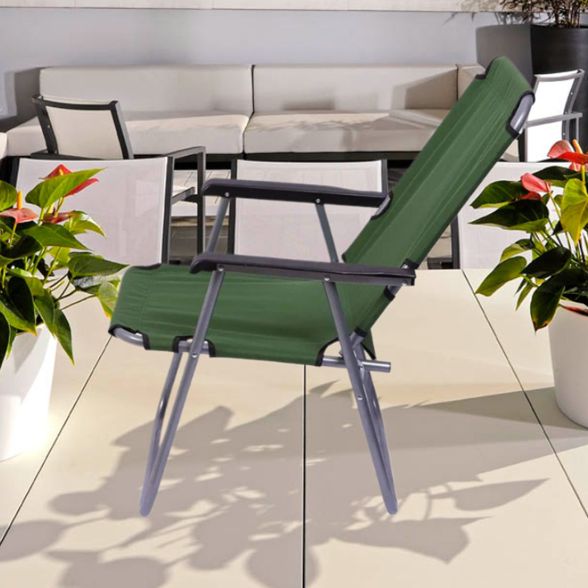 GENERICO - SILLA PLEGABLE PORTÁTIL DE TERRAZA PLAYA CAMPING JARDIN VERDE