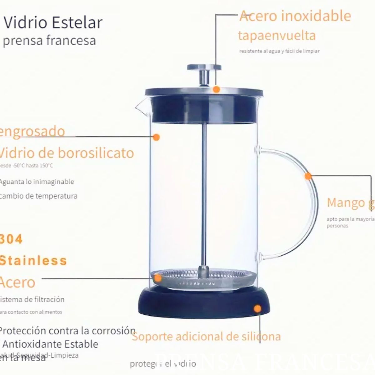 GENERICO - Cafetera prensa francesa 1000 ml