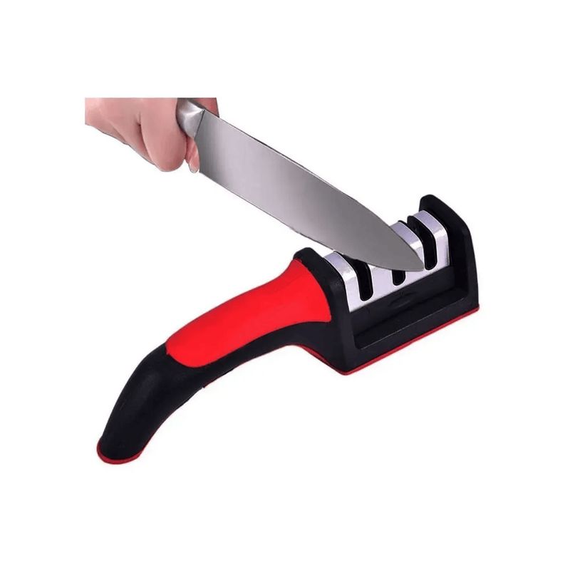 GENERICO - Afilador de cuchillos ergonómico 3 niveles de afilado