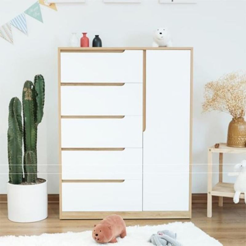 R&R MUEBLES - Cómoda Moderna Regis 5 Cajones 1 Puerta R&R MUEBLES