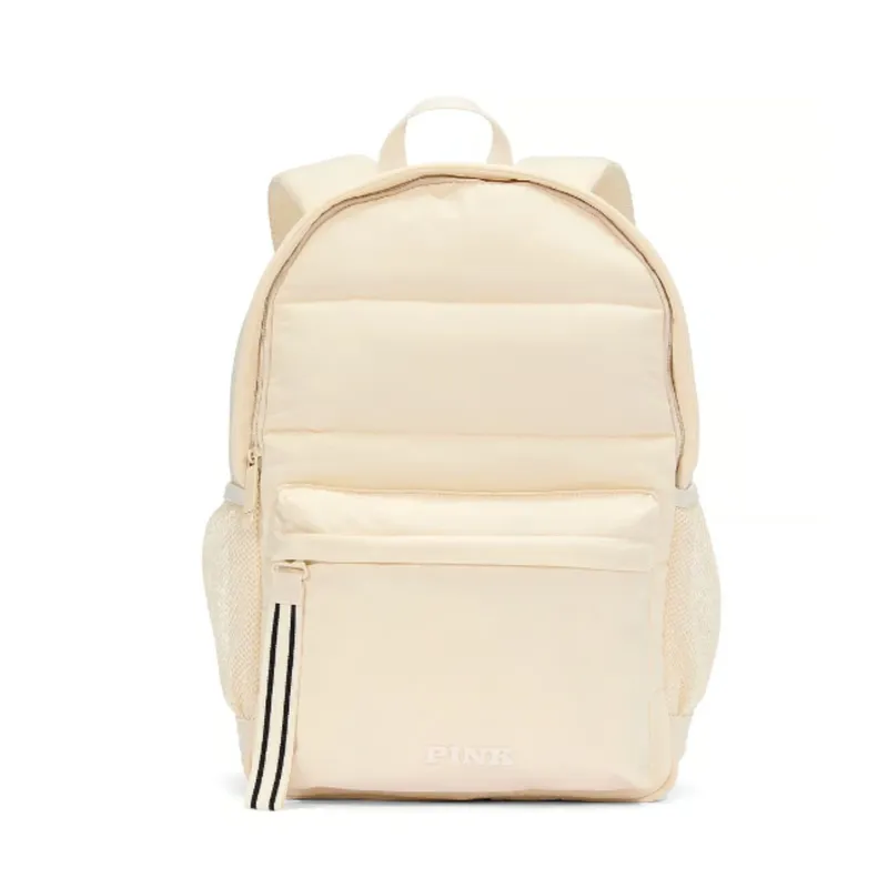 PINK - MOCHILA PUFFER ACOLCHADA PINK PERLA BLANCA VICTORIA SECRET