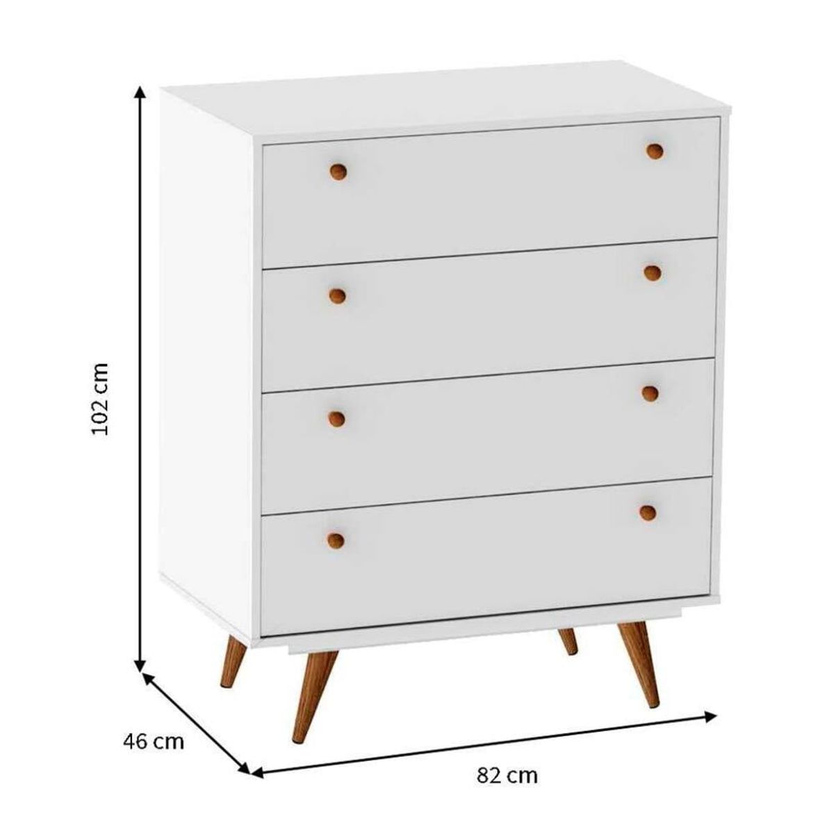 R&R MUEBLES - Cómoda Moderna Kim 4 Cajones Blanco R&R MUEBLES