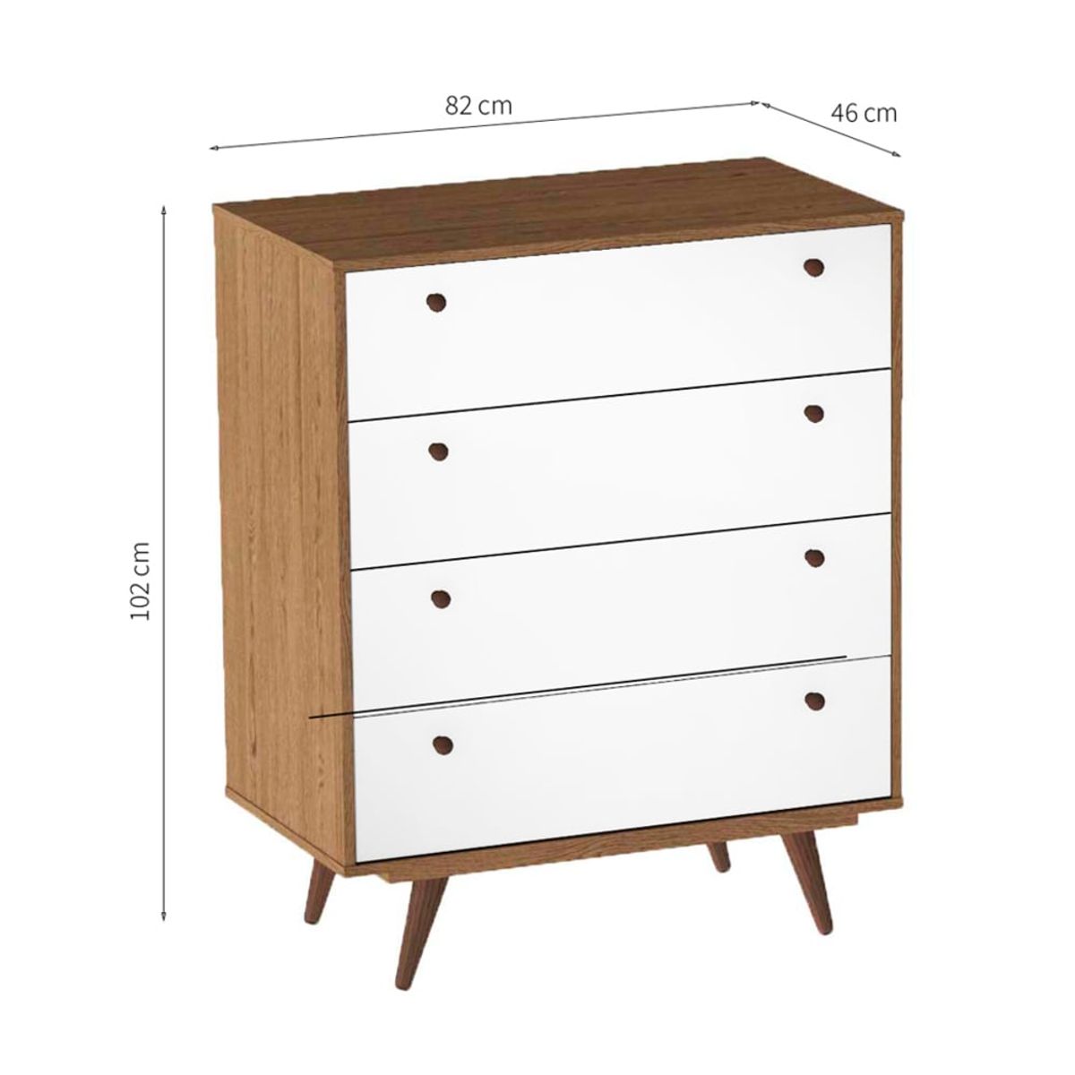 R&R MUEBLES - Cómoda Moderna Kim 4 Cajones Marrón/Blanco R&R MUEBLES