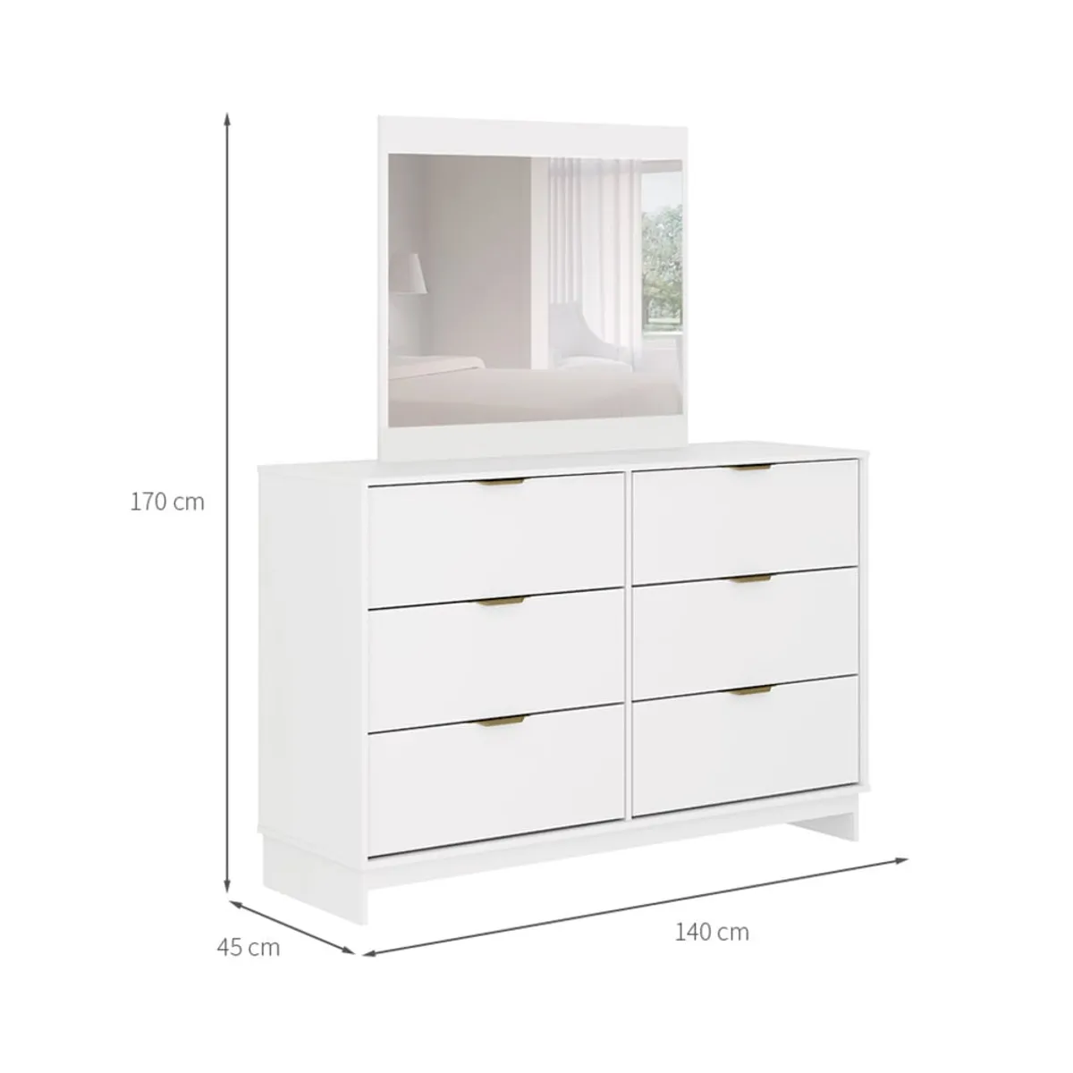 R&R MUEBLES - Cómoda Moderna con Espejo Maggie Blanco R&R MUEBLES