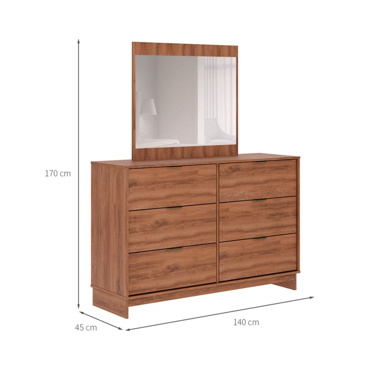 R&R MUEBLES - Cómoda Moderna con Espejo Maggie Marrón R&R MUEBLES