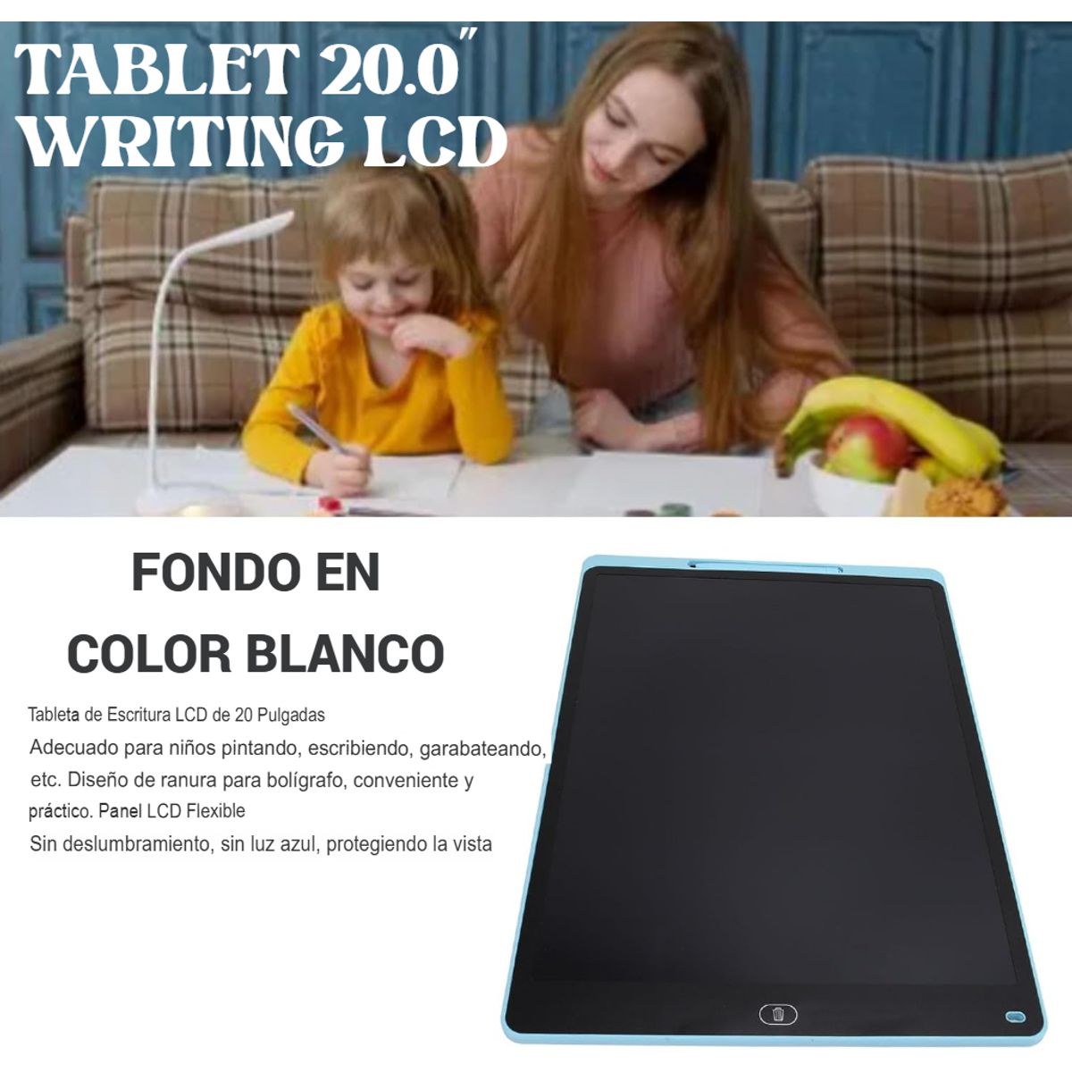 GENERICO - TABLET PIZARRA MÁGICA WRITING LCD 20 PULGAD DIBUJO BLANCO
