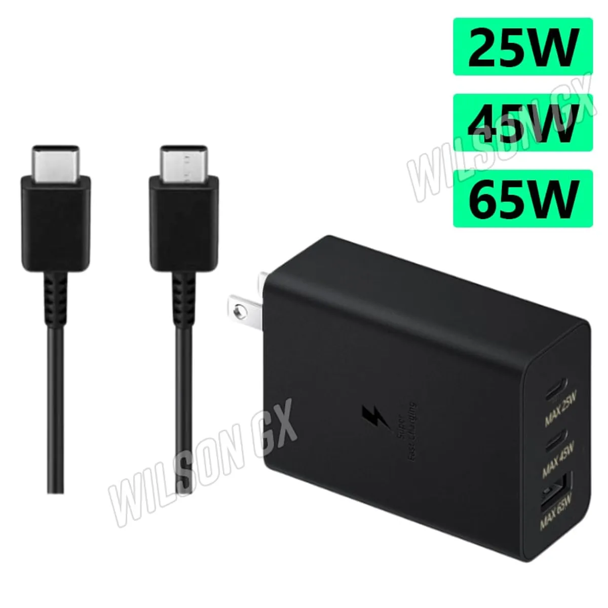 GENERICO - Cargador para Samsung Trio 25w 45w 65w PD Carga Rápida