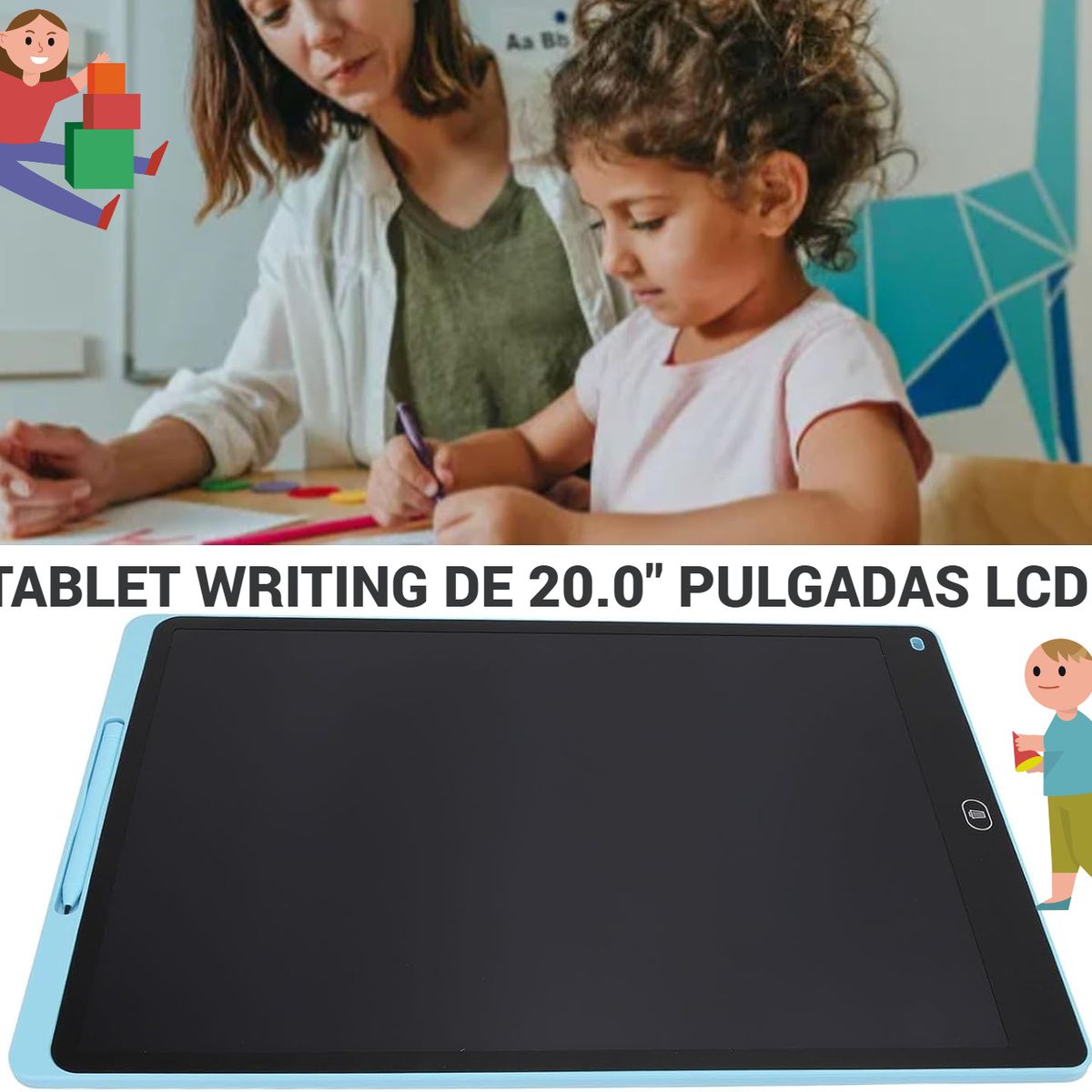 GENERICO - TABLET PIZARRA MÁGICA WRITING LCD 20 PULGAD DIBUJO CELESTE
