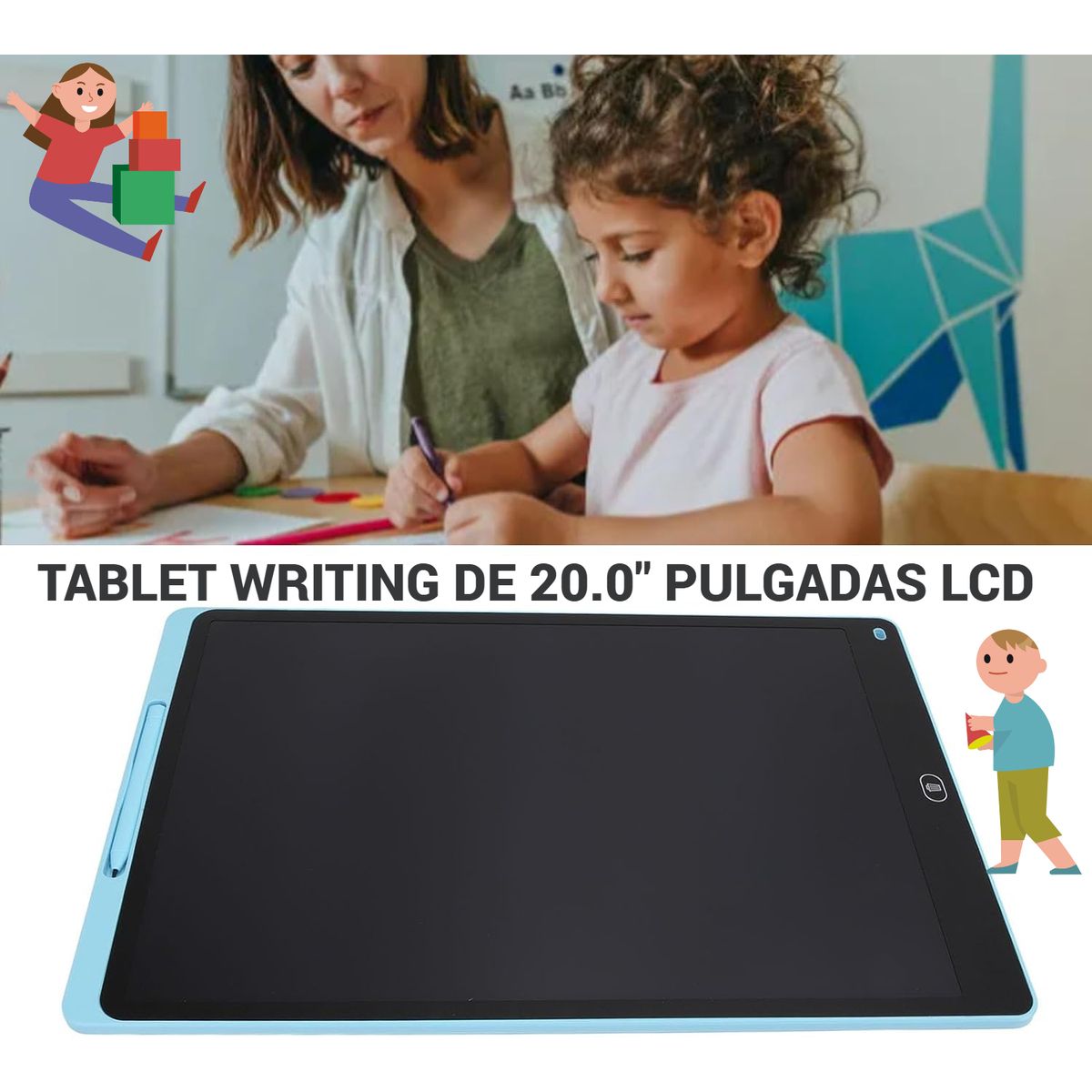 GENERICO - TABLET PIZARRA MÁGICA WRITING LCD 20 PULGAD DIBUJO CELESTE