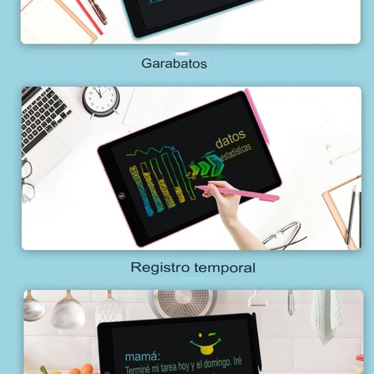 GENERICO - TABLET PIZARRA MÁGICA WRITING LCD 20 PULGAD DIBUJO CELESTE
