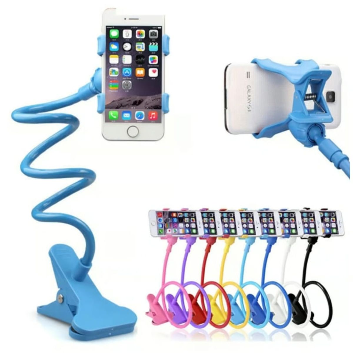 GENERICO - Soporte Sujetador Flexible Gancho para Celular Mesa y Auto 360