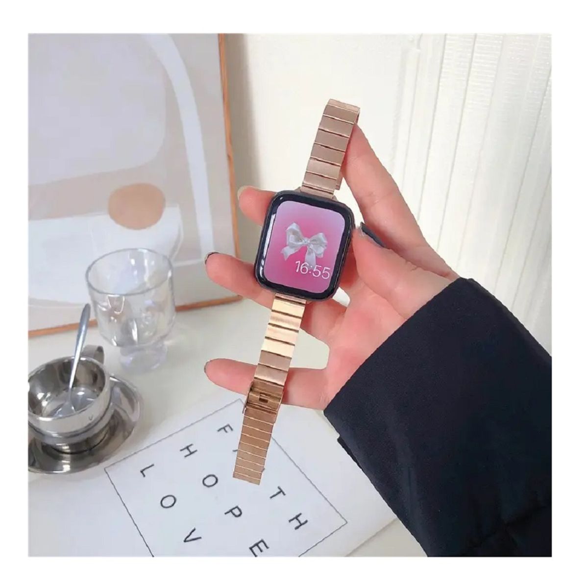 GENERICO - CORREA SLIM DE ACERO PARA WATCH 38-40-41-42 mm ORO ROSA