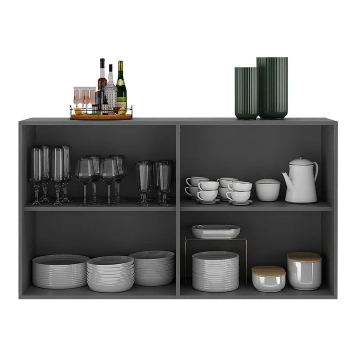 R&R MUEBLES - Aparador Moderno Tomogara Gris R&R MUEBLES