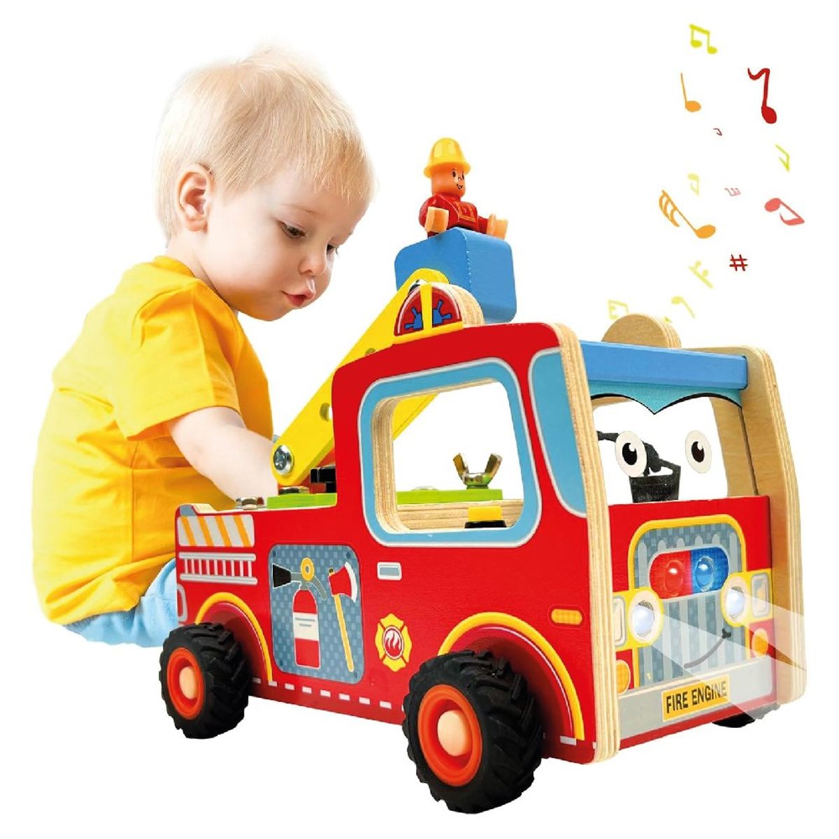 GENERICO - Juguete Didáctico carrito de Bombero con Sonido Montessori