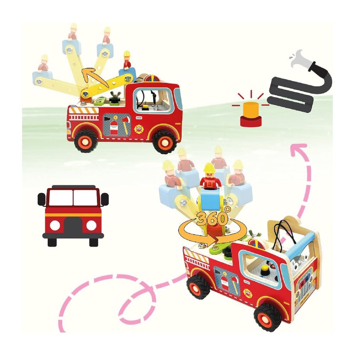 GENERICO - Juguete Didáctico carrito de Bombero con Sonido Montessori