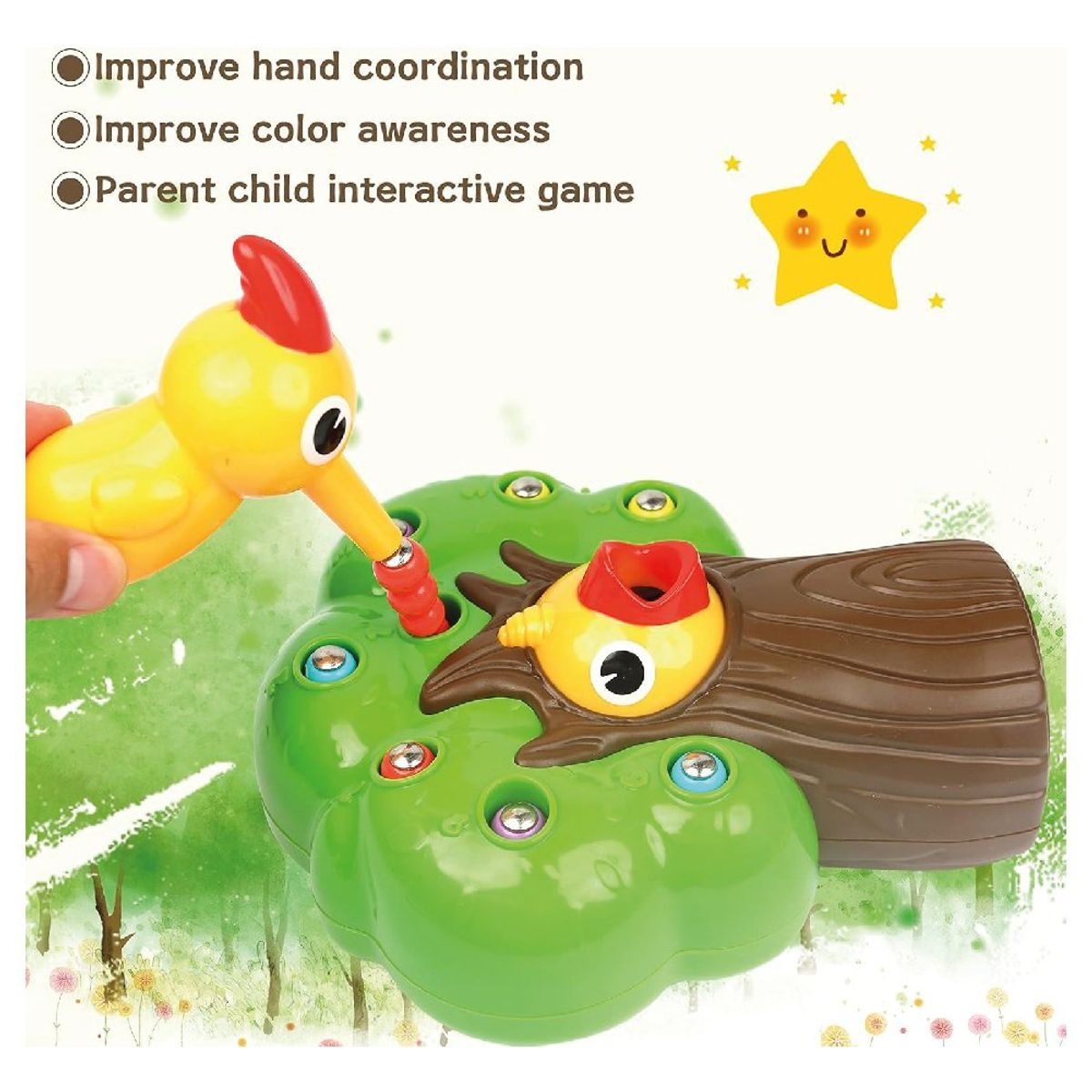 GENERICO - Juego Entretenido Imantado Pajarito Carpintero Didáctico