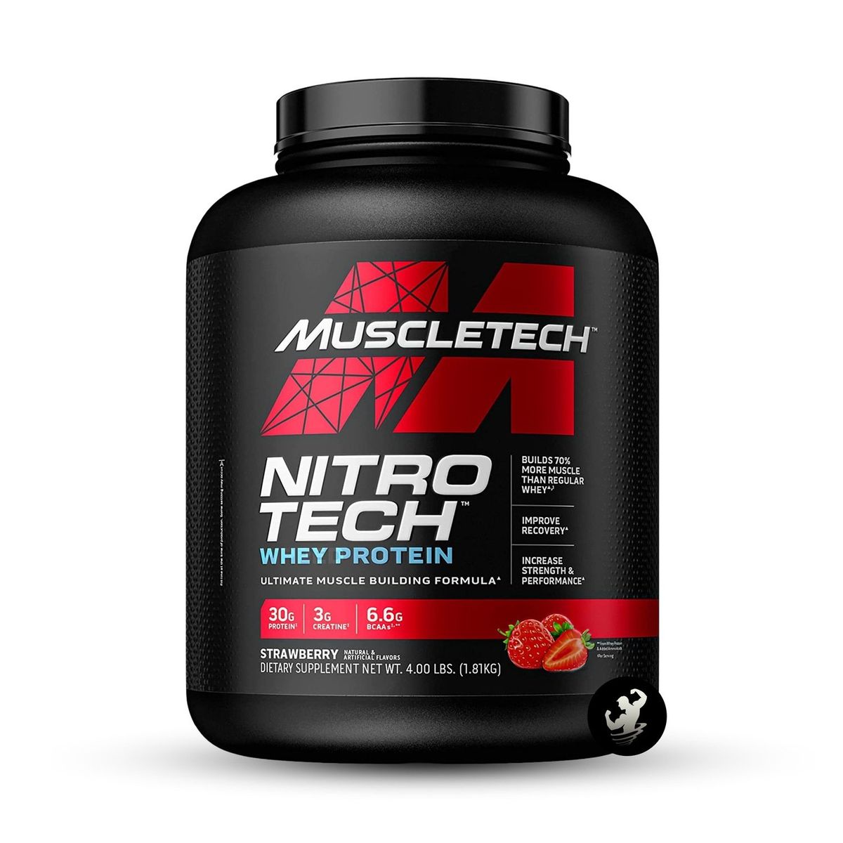 MUSCLETECH - Proteína Nitrotech Whey Protein 4lb - Strawberry