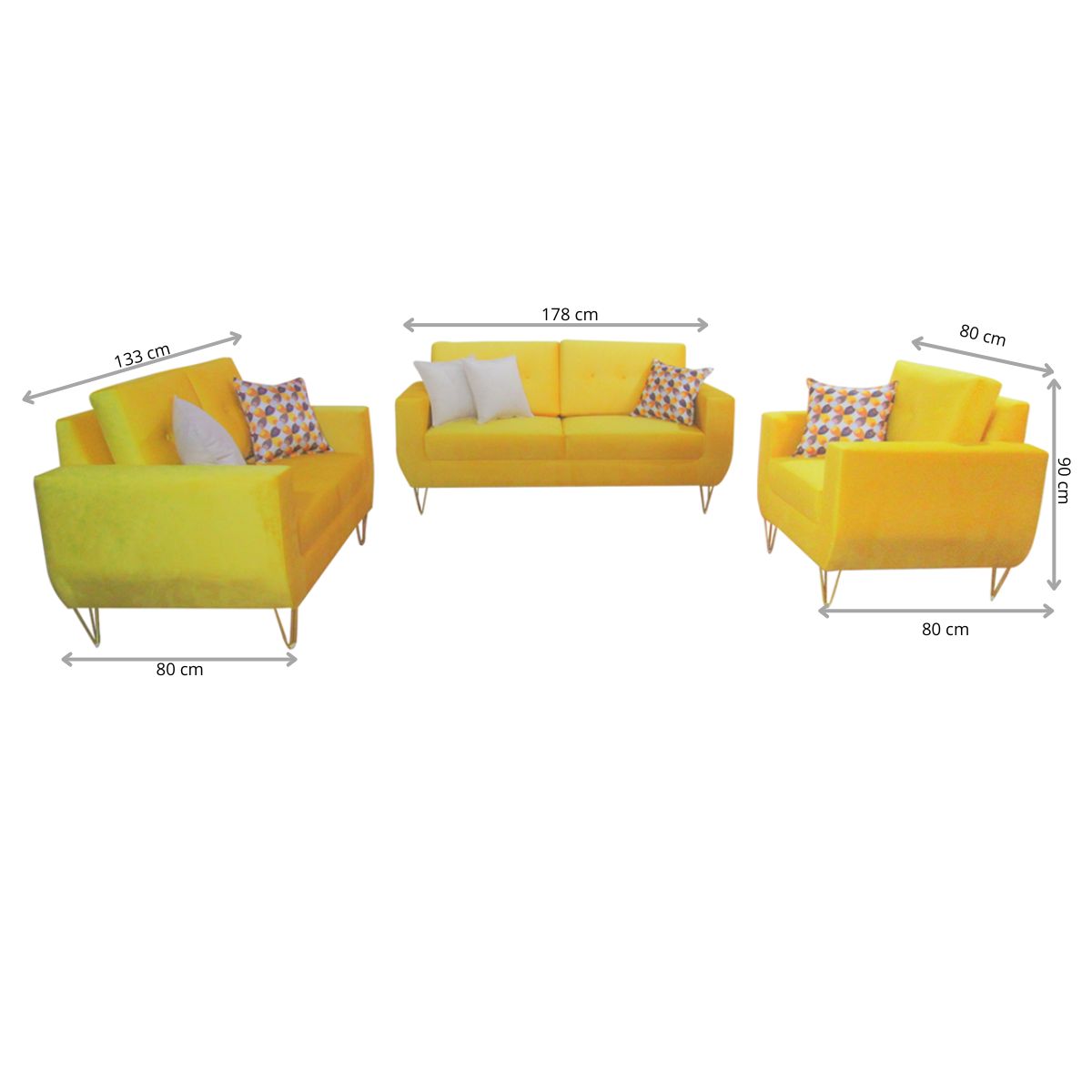 GENERICO - Juego de sala Moana 3-2-1 Amarillo